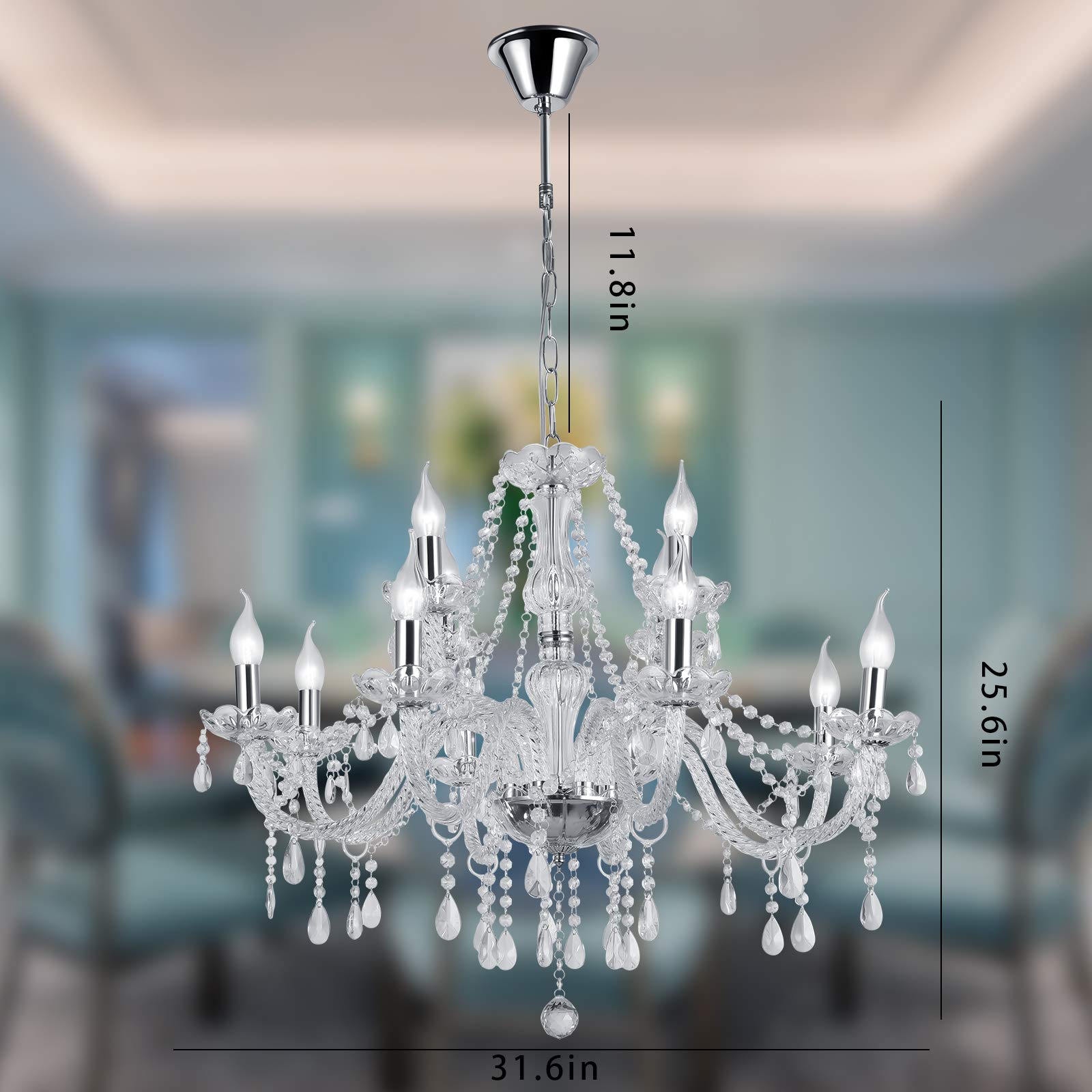 Panghuhu88 Crystal Candle Chandelier 15 Lights Pendant Ceiling Fixture Silver Elegant Lighting for Dining Living Room Bedroom