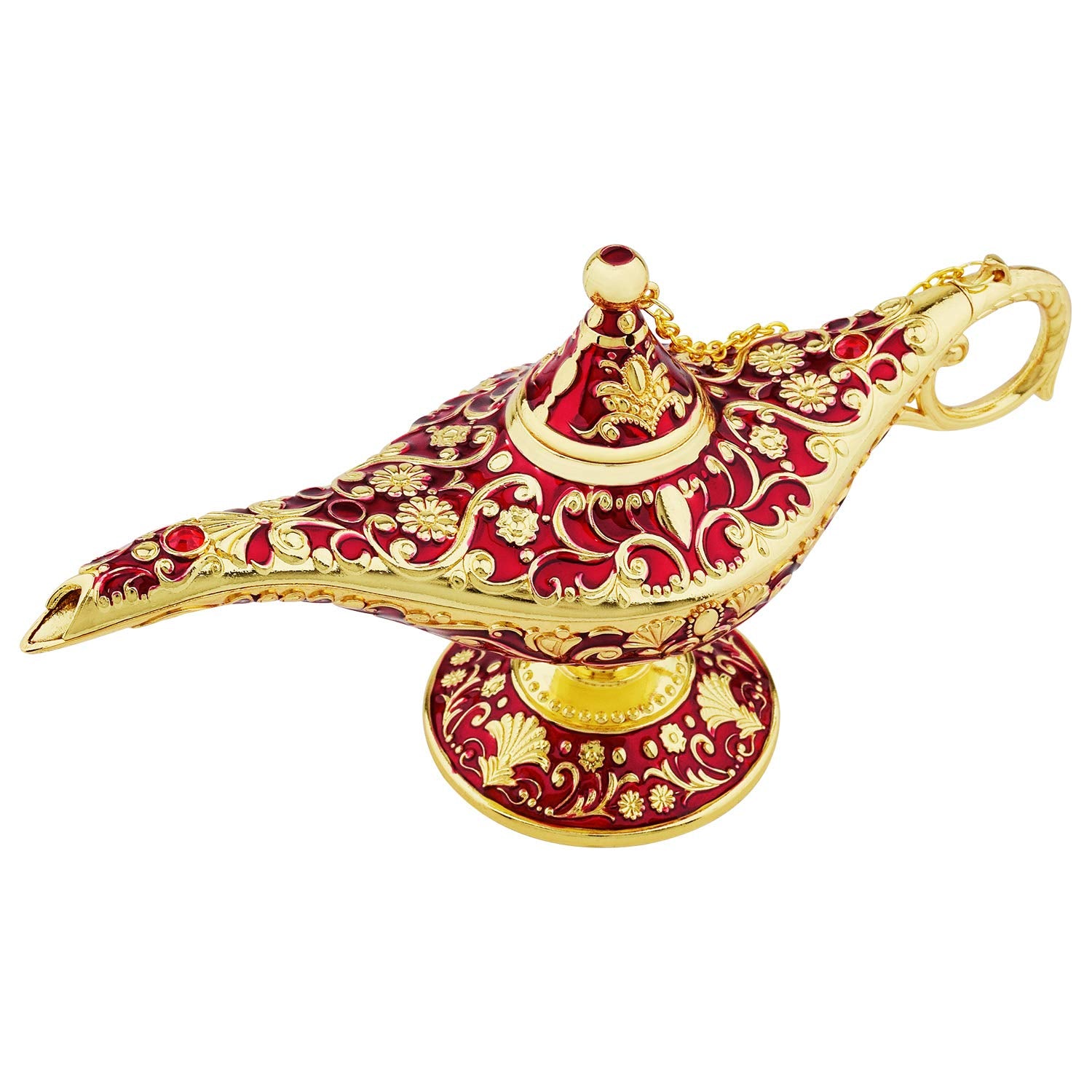 SUNMALL Vintage Aladdin Lamp, Collectible Arabian Decor, Red, Ideal for Home, Wedding, Halloween, Birthday Gifts