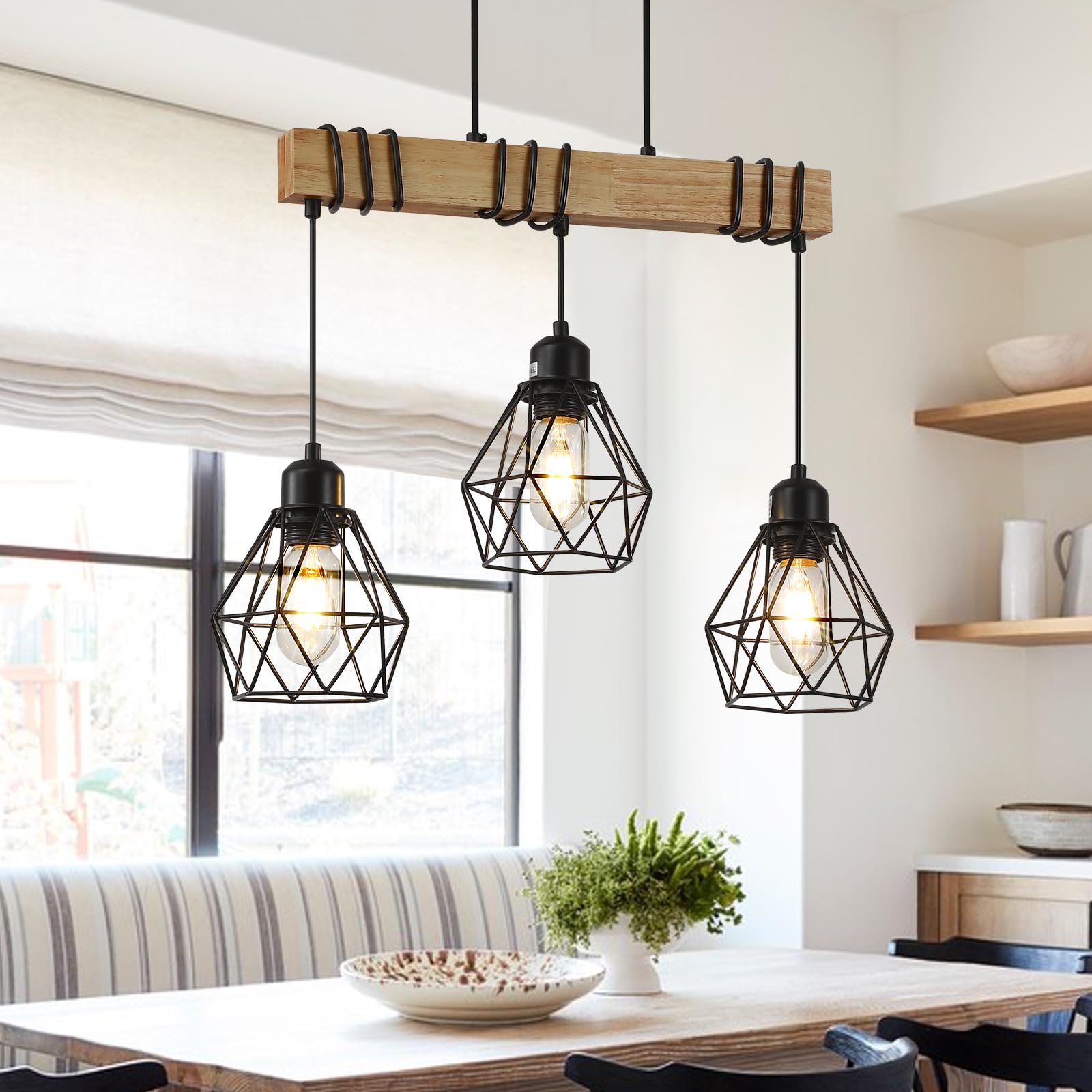 3-Light Kitchen Island Lighting,Modern Chandelier Over Table, Dining Room Light Fixture Hanging for Modern Farmhouse Linear Chan
