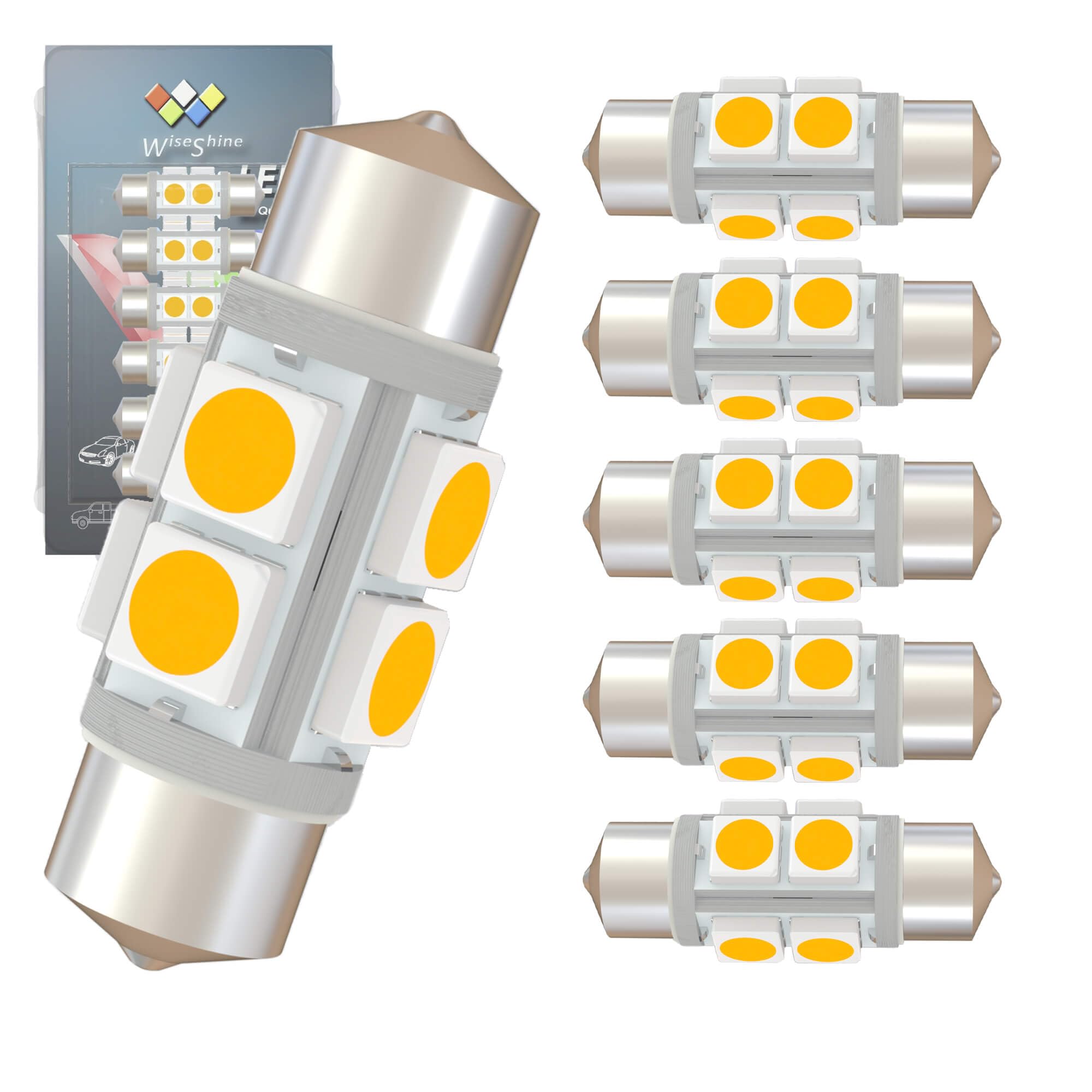 Wiseshine DC 12V 38mm Festoon LED Bulb 6418 LED Car Bulb Warm White 6411 DE3423 for Camper RV Automotive Interior Dome Reading M