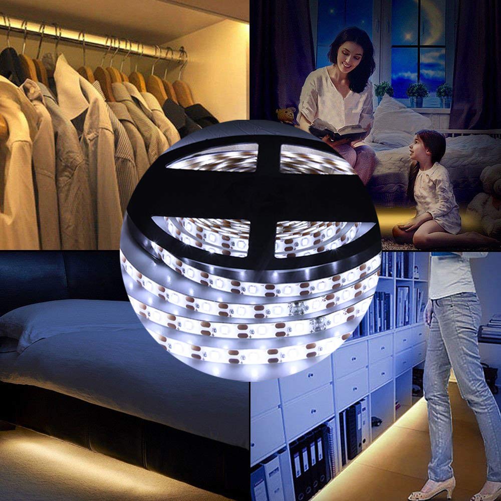 Kucam Led Motion Sensor Wardrobe Light, 1M Battery, White, Model Kcms-V01, Pir Auto On/Off For Closet, Kitchen, Bathroom