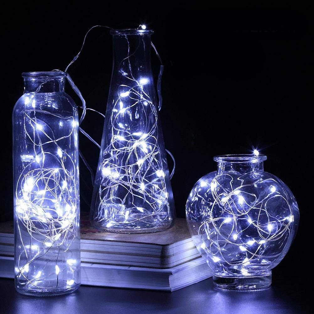 Twinkle Star 33FT 100 LED Silver Wire String Lights Fairy Lights Battery Operated for Christmas Wedding Party Home Holiday Decor