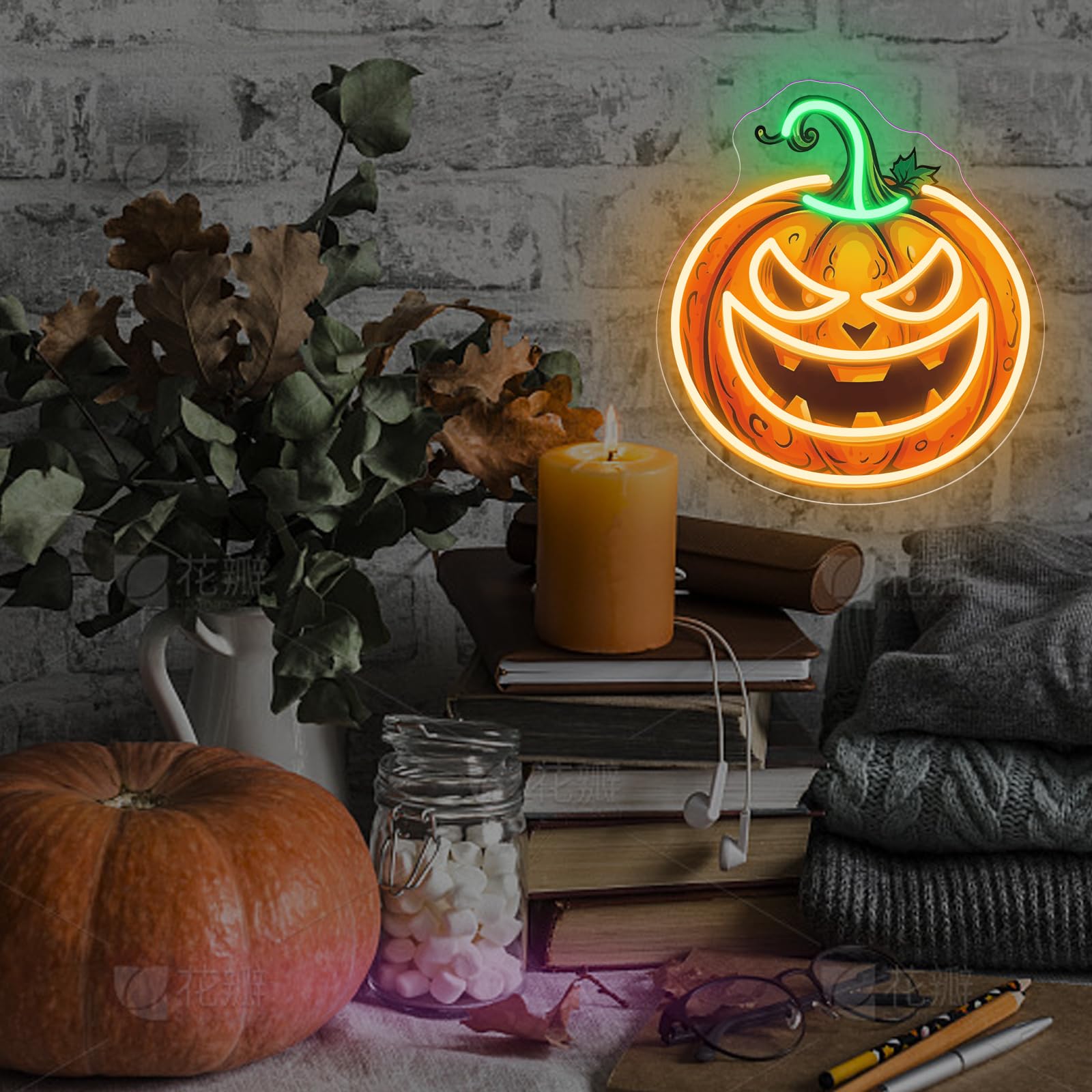 Pumpkin Neon Sign Halloween Pumpkin Led Light  Halloween Party Decor  Home Decor  Pumpkin Decor Personalized Gifts  13.8X12.6