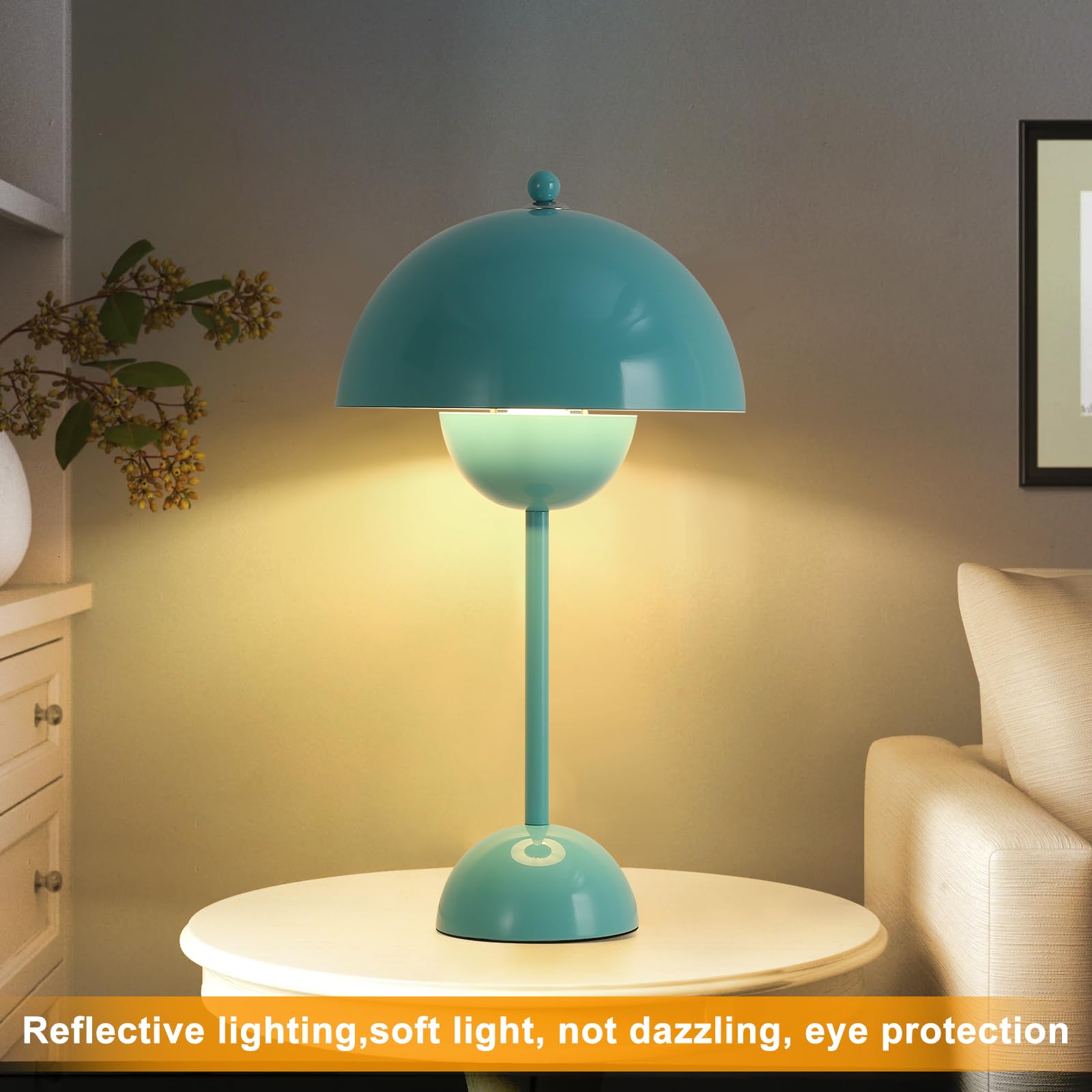 COSYLUX Modern Table Lamp - Metal Dome Shade, Light Green, Ideal for Bedroom, Office, Nightstand, Kids Room