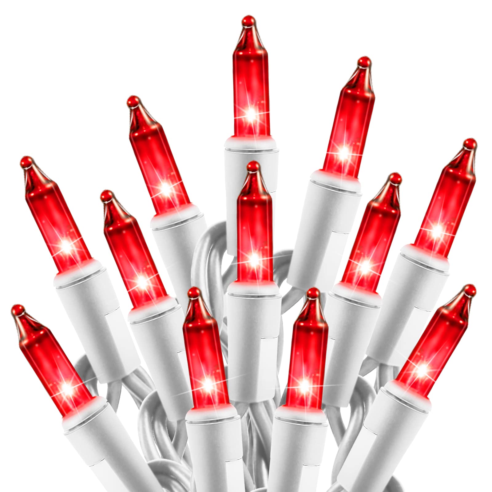 Christmas Red Mini String Lights, 100 Count 26.5 Feet Detachable Incandescent Bulb Waterproof Red Fairy Lights Plug in for Indoo