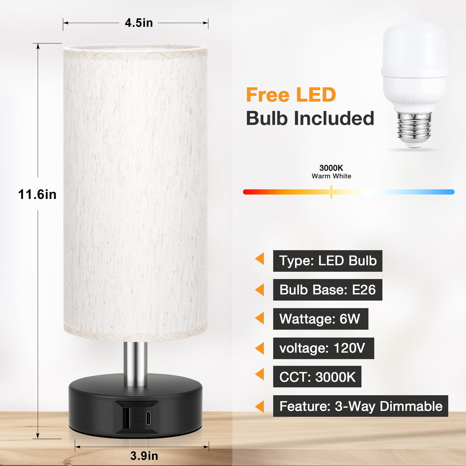 Partageiz Small Touch Bedside Lamp For Bedroom - Table Lamps For Nightstand, Minimalist Night Stands Light Lamp, Desk Lamps For Reading Room, Kids Room, Living Room, Office, Dorm