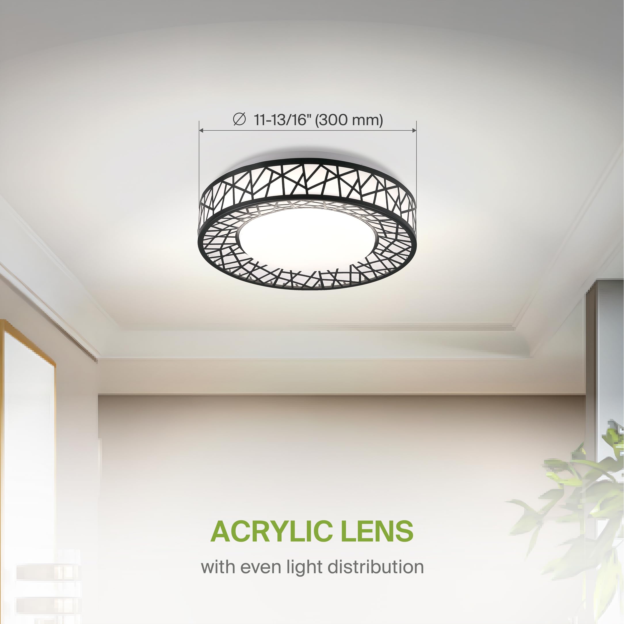 Asd 12 Inch Led Flush Mount Ceiling Light - Matte Black Modern Ceiling Light Fixture 20W 1113Lm, 2700-5000K Adjustable Dimmable