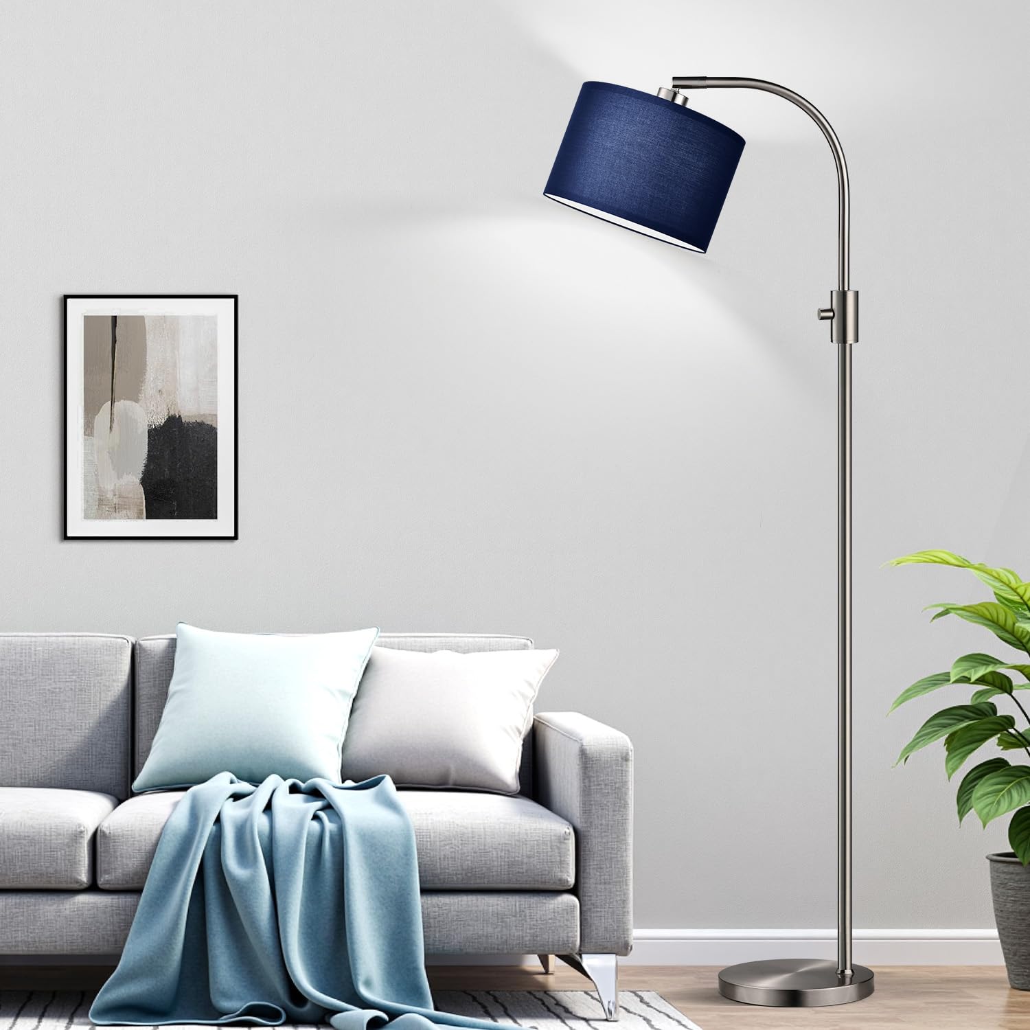 ?Upgraded? Dimmable Brushed Nickel Floor Lamp, 1200 Lumens Led Bulb Included, Arc Floor Lamps For Living Room Modern Standing La