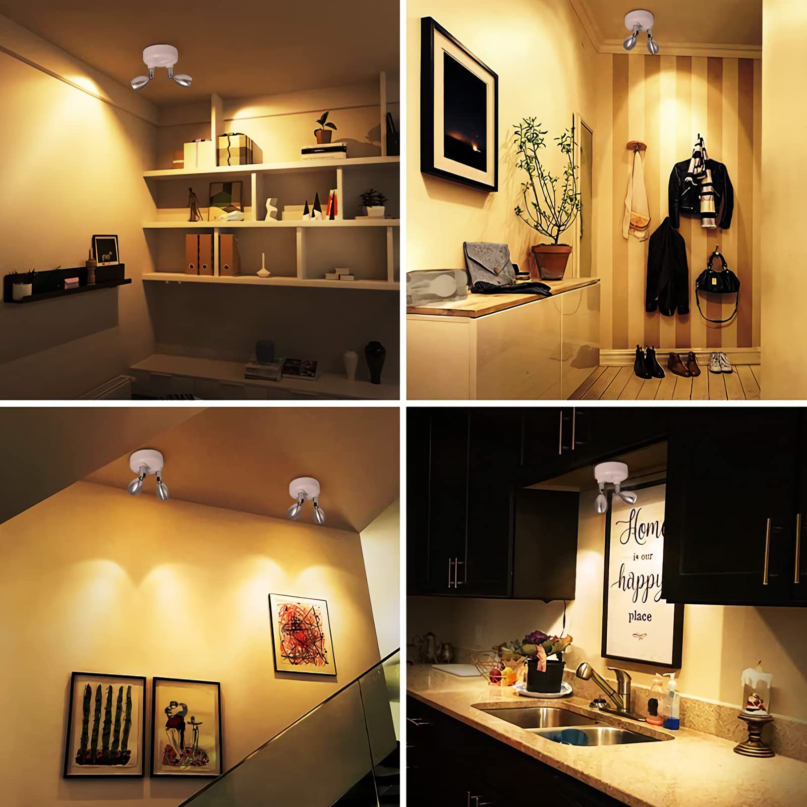 Honoson Dual Head Battery Operated Spotlights, Wireless RGB LED Accent Lights, 13 Colors, Rotatable, White, Model TT-lights-0722n7xo