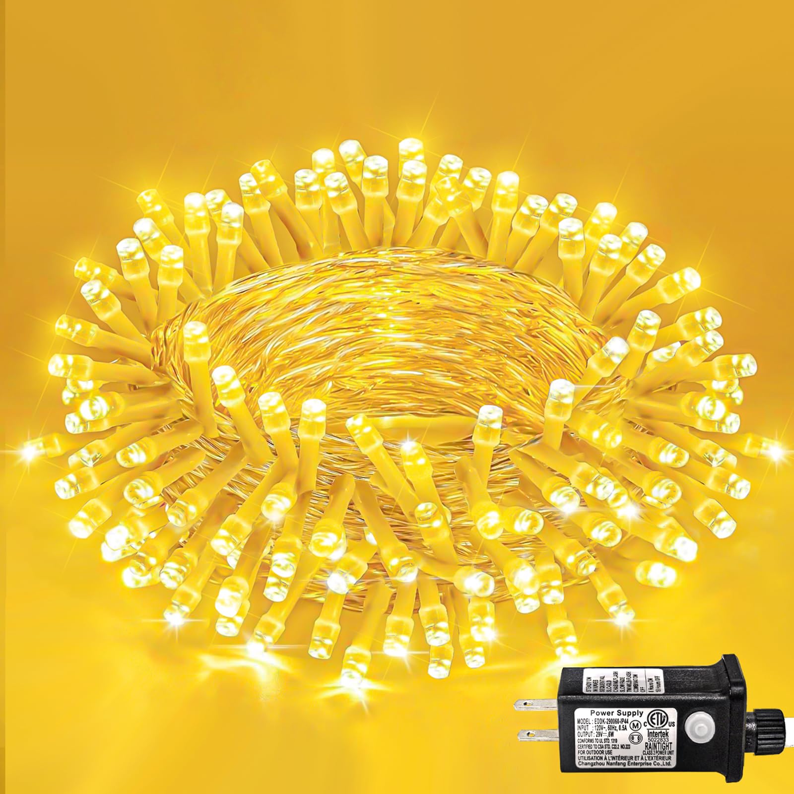 120 Led Christmas Lights Outdoor, 40Ft Christmas String Lights 8 Modes Clear Wire, Plug In Waterproof Twinkle Fairy Lights For Indoor Bedroom Wedding Tree Christmas Decorations, Warm White