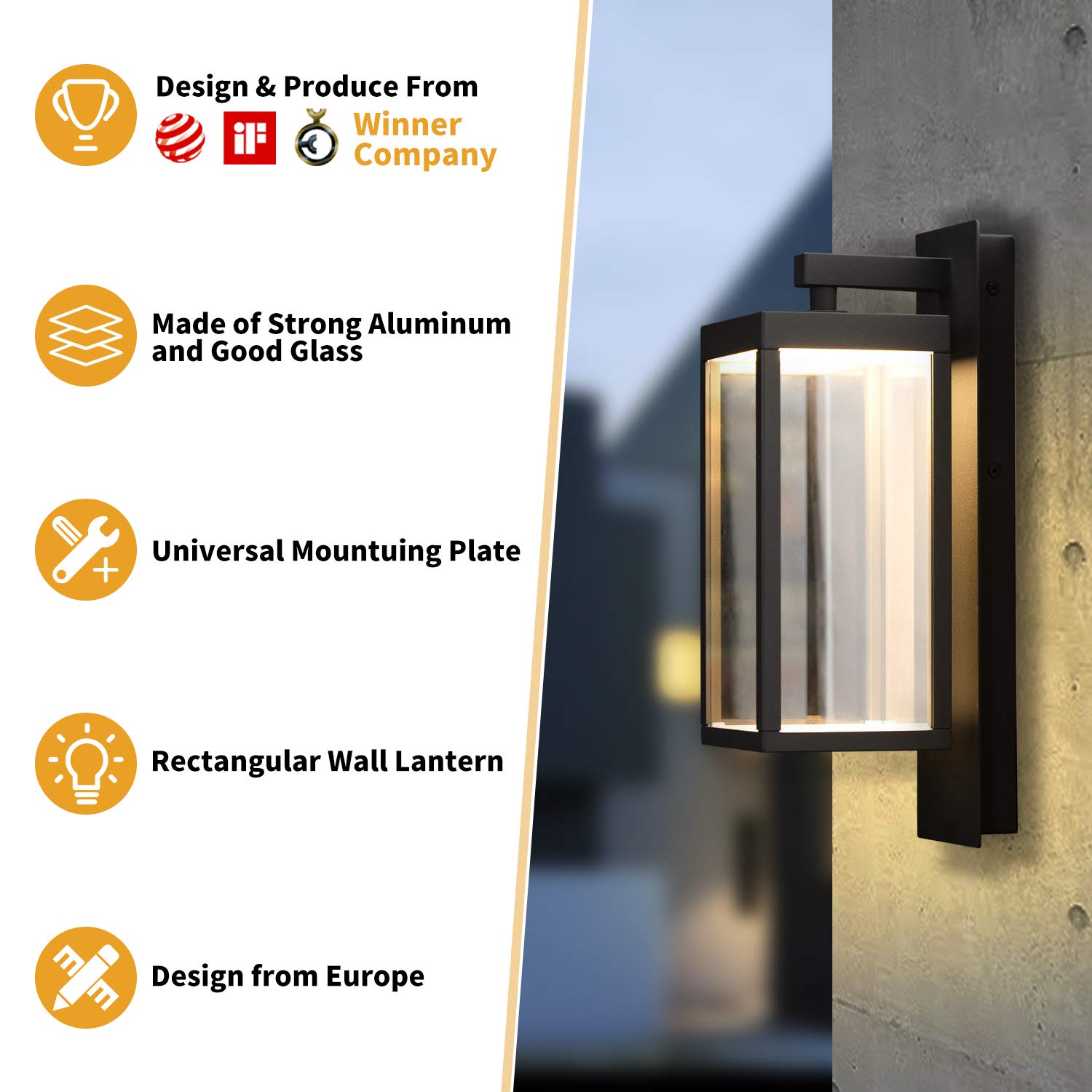 Inowel Outdoor Wall Sconce Light Exterior Ip54 Waterproof Led Wall Light Fixture Porch Light Outdoor Wall Mount Lamp Lantern Ant