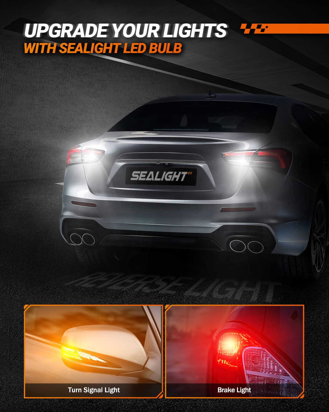 SEALIGHT 7443 LED Bulbs, White Reverse Light, T20 W21W, Pack of 2, for Backup, Tail, Brake Parking Lights