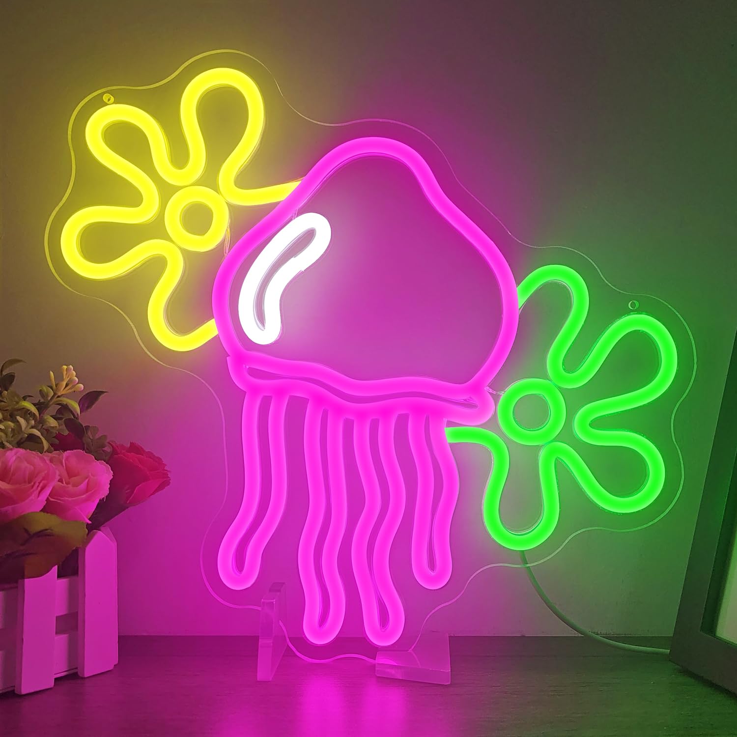 Jellyfish Neon sign for wall decor Dimmable led jellyfish light jellyfish Flower Neon Light signs light up sign neon wall light