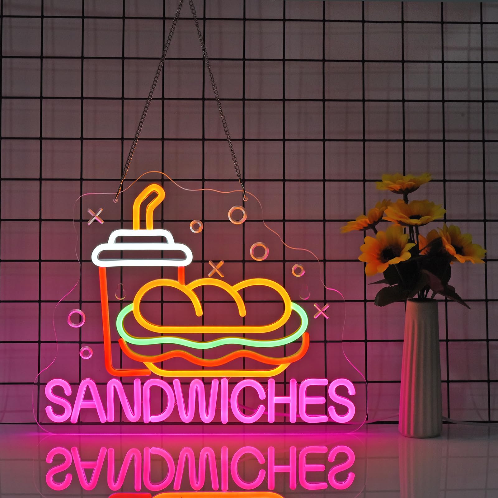 Jomobuty Sandwiches Neon Sign For Wall Decor Led Light Up Sign Business Signage For Home Kitchen Restaurant Fast Food Store Man Cave Party 15.7 X 12.6 Led Art Wall Hanging Decorative Gifts