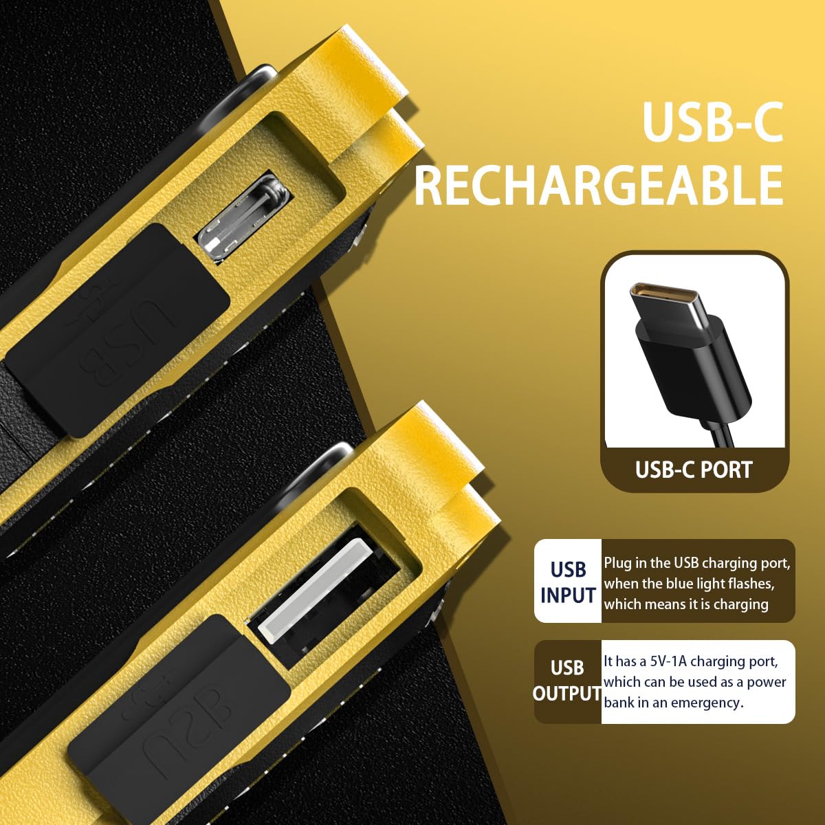 WARSUN 2PC Led Rechargeable Work Light,Portable Magnetic Work Light, Waterproof LED Solar Flood Lights for Outdoor Camping Hikin