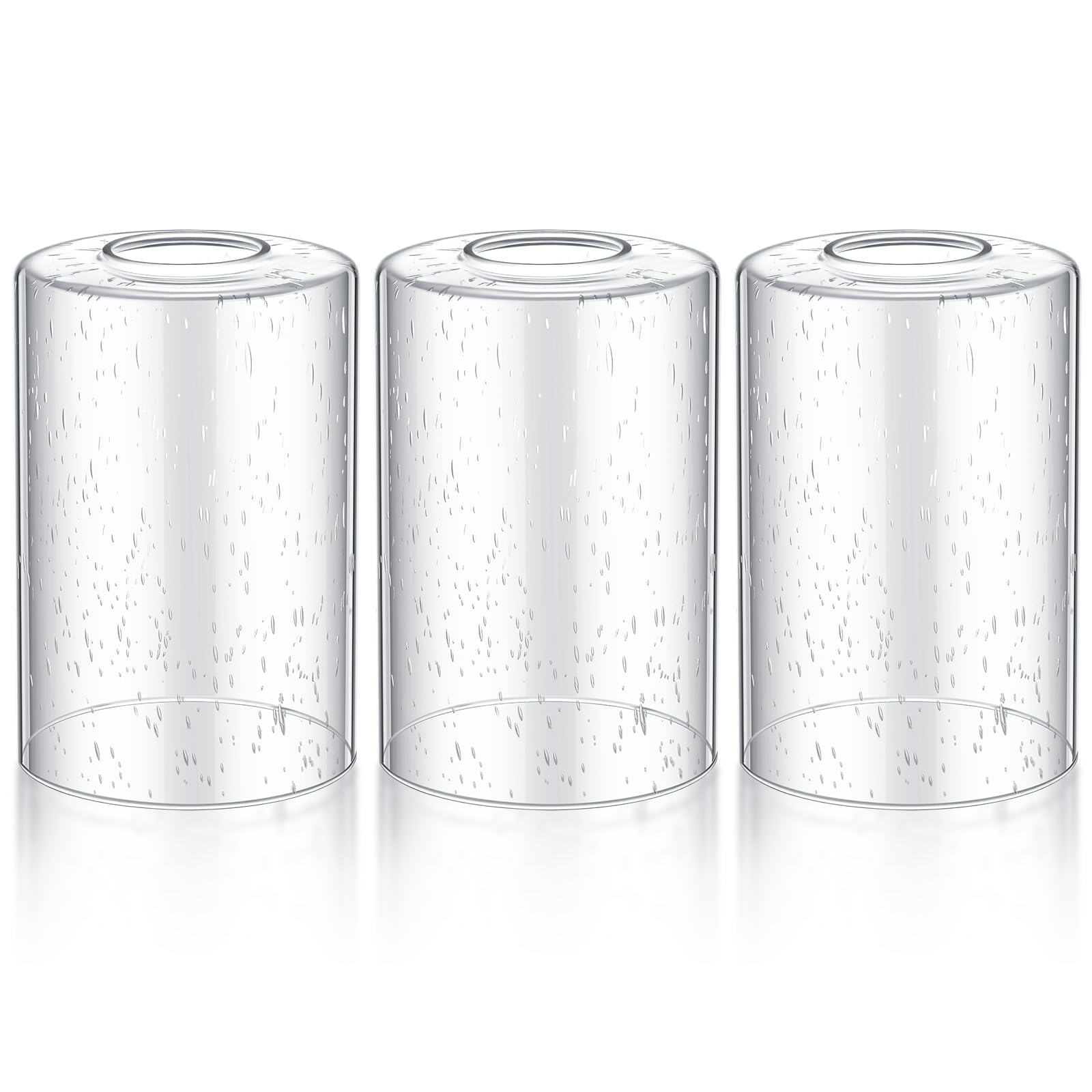 Teenyyou 8 Pcs Clear Bubble Seeded Glass Shade Replacements for Pendant Light Fixtures Glass Lamp Shade Cover, 1-5/8 Inch Fitter