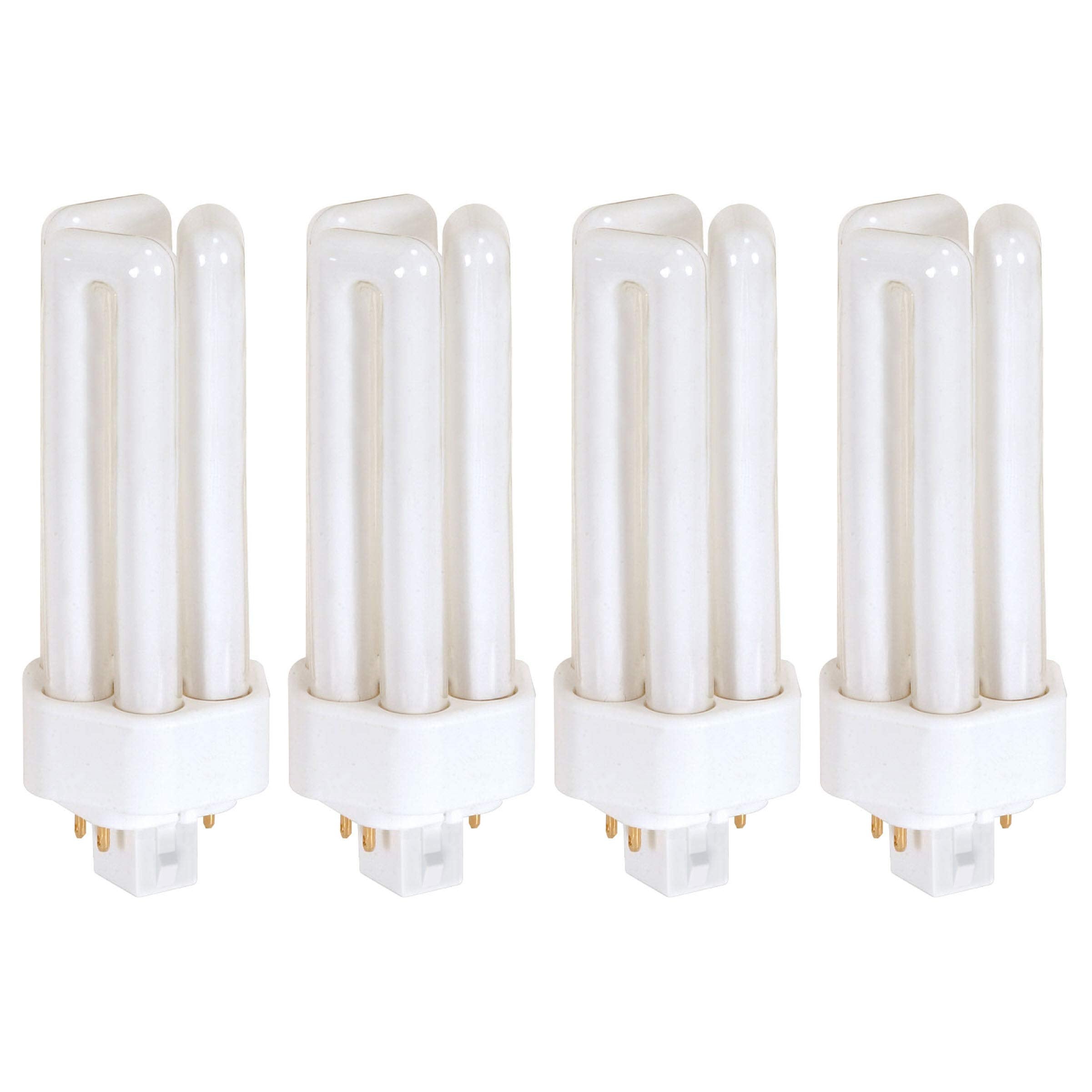 KOR Pack of 4 26 Watt Triple Tube - GX24Q-3 (4 Pin) Base - 2700K Warm White - CFL Light Bulb - Replaces Sylvania 20879 CF26DT/E/IN/827 - Philips 458240 PL-T 26W/827/4P/ALTO - GE 97614 F26TBX/827/A/ECO