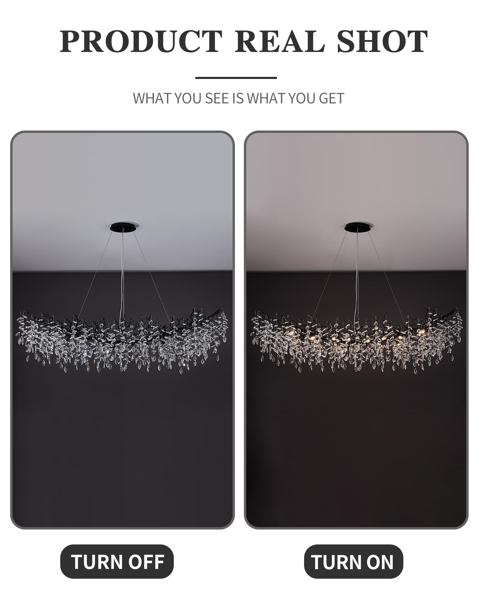 Black Chandelier  16 Light Modern Chandelier For Dining Room Over Table  Industrial 63 Hanging Lighting With K9 Crystal Tree Branch Rectangular Chandeliers For Living Room Kitchen Island