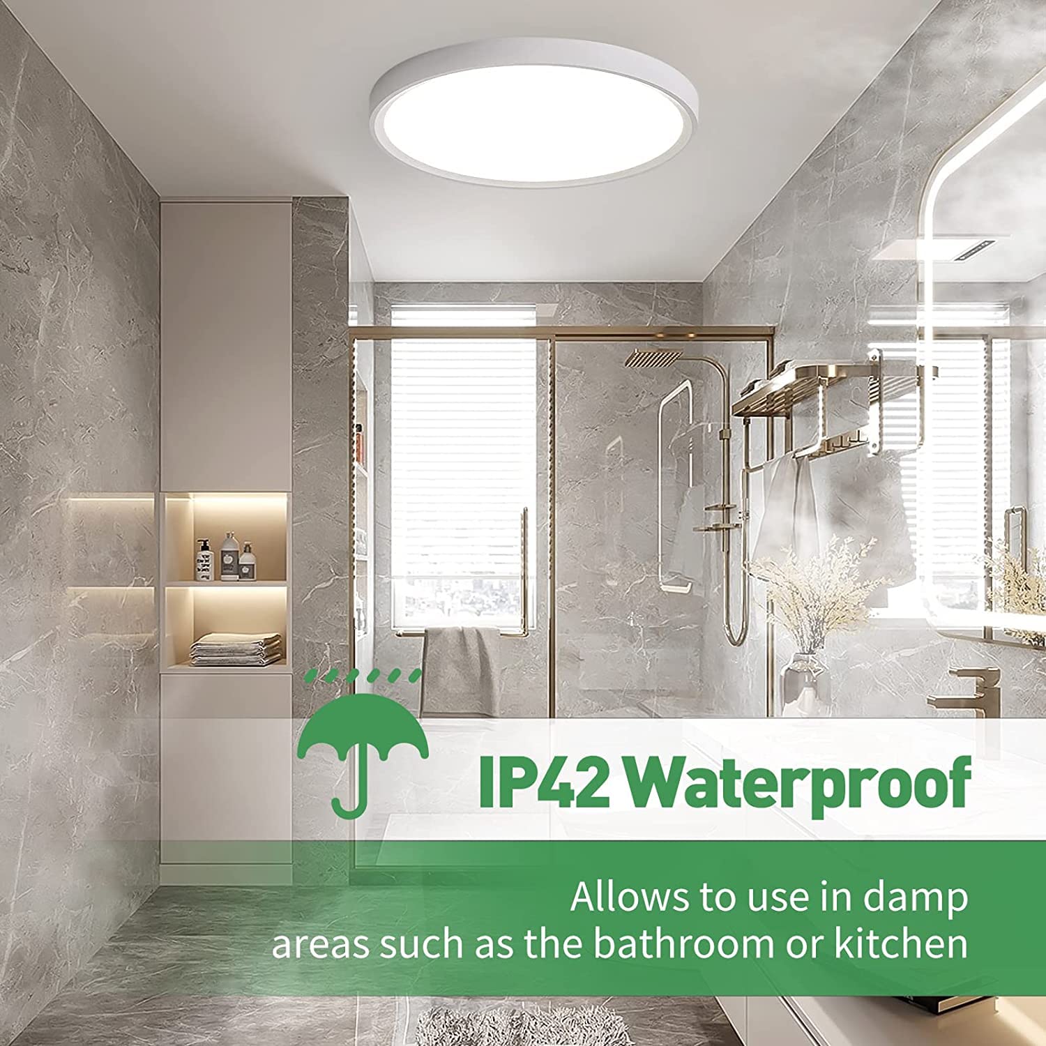 15.8 Inch Led Flush Mount Ceiling Light, 32W, 3480Lm,Ceiling Light 3000K/4000K/6000K Cct Selectable,Low Profile Light Fixture For Kitchen, Bedroom,Ect