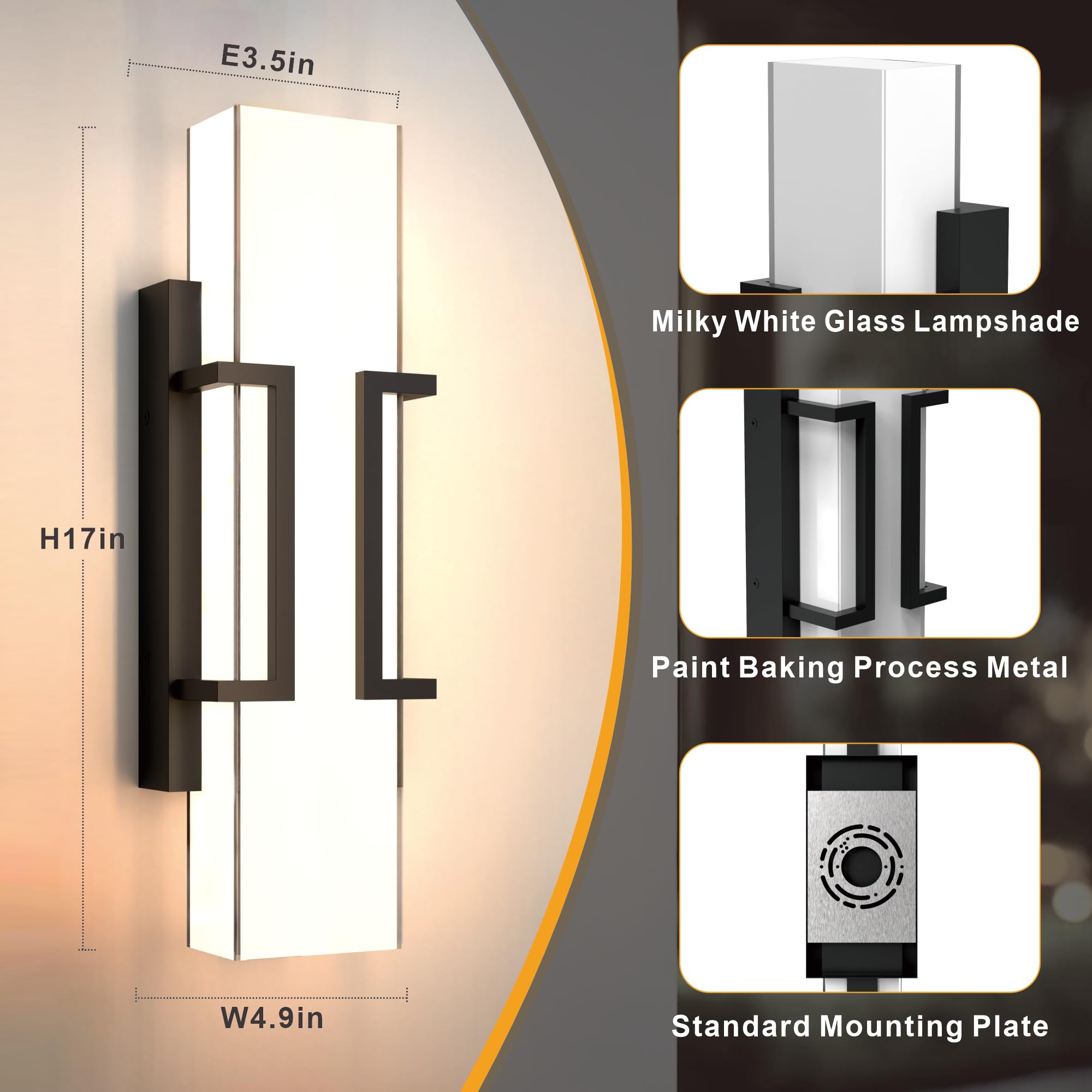 Hyunbae 16" LED Wall Sconce - Waterproof Outdoor Light Fixture, White, Model WS243192-1 for Porch, Garage, and Entryway
