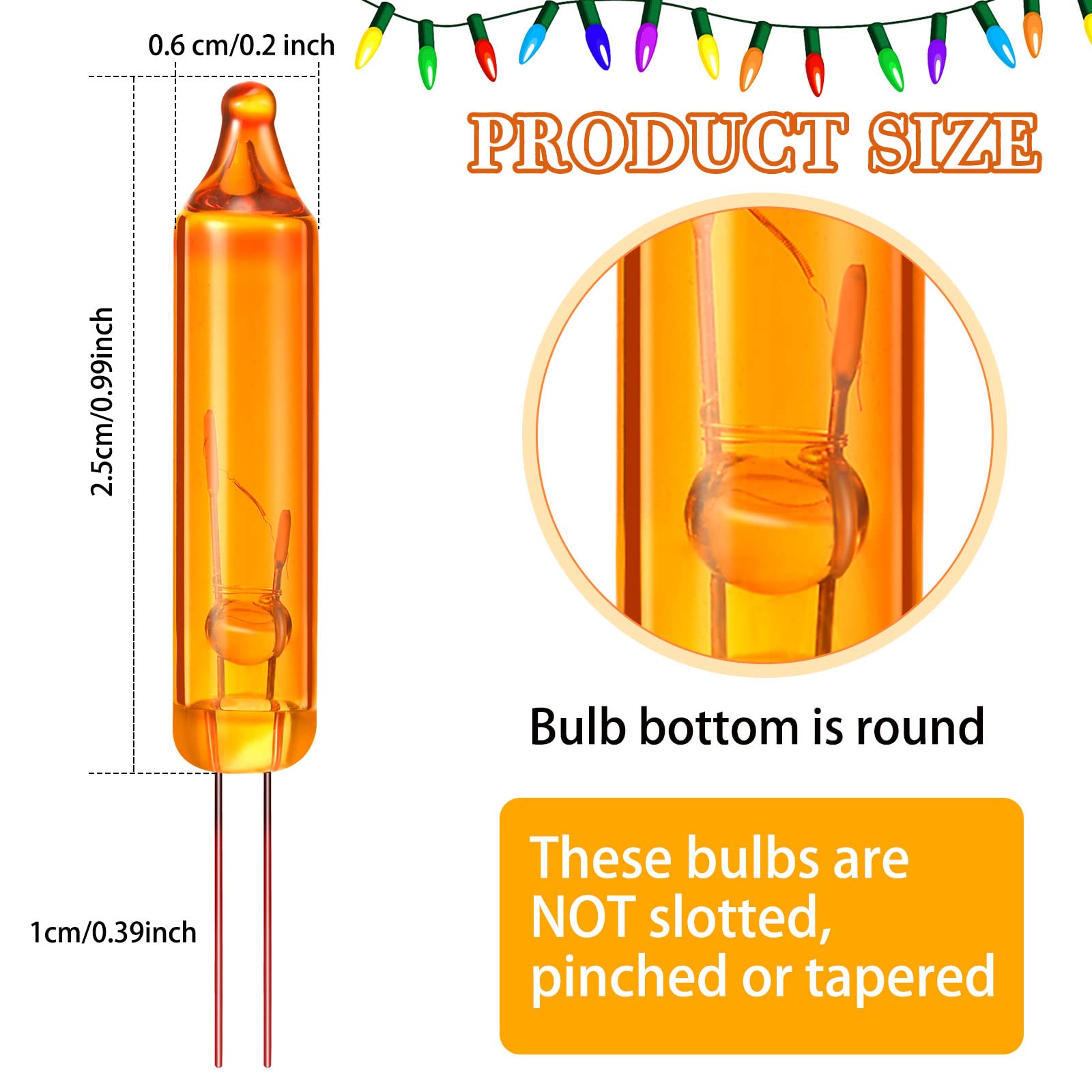 Mudder Mini Incandescent String Lights Replacement Bulbs, 100 Count, Copper, Orange, Indoor/Outdoor Christmas Decorations