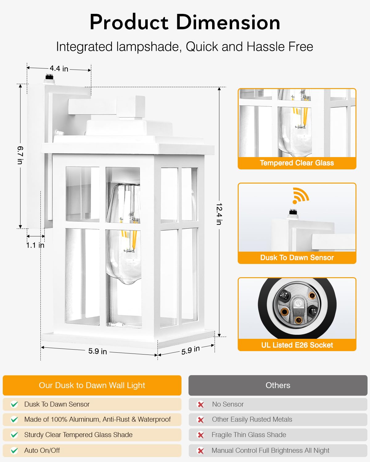 Opaxis White Outdoor Light Fixture  2 Pack Dusk To Dawn Exterior Lighting Fixtures  Anti-Rust Porch Lights  Dusk To Dawn Outdoor Lighting For House  Garage  Garden  Entryway  Doorway