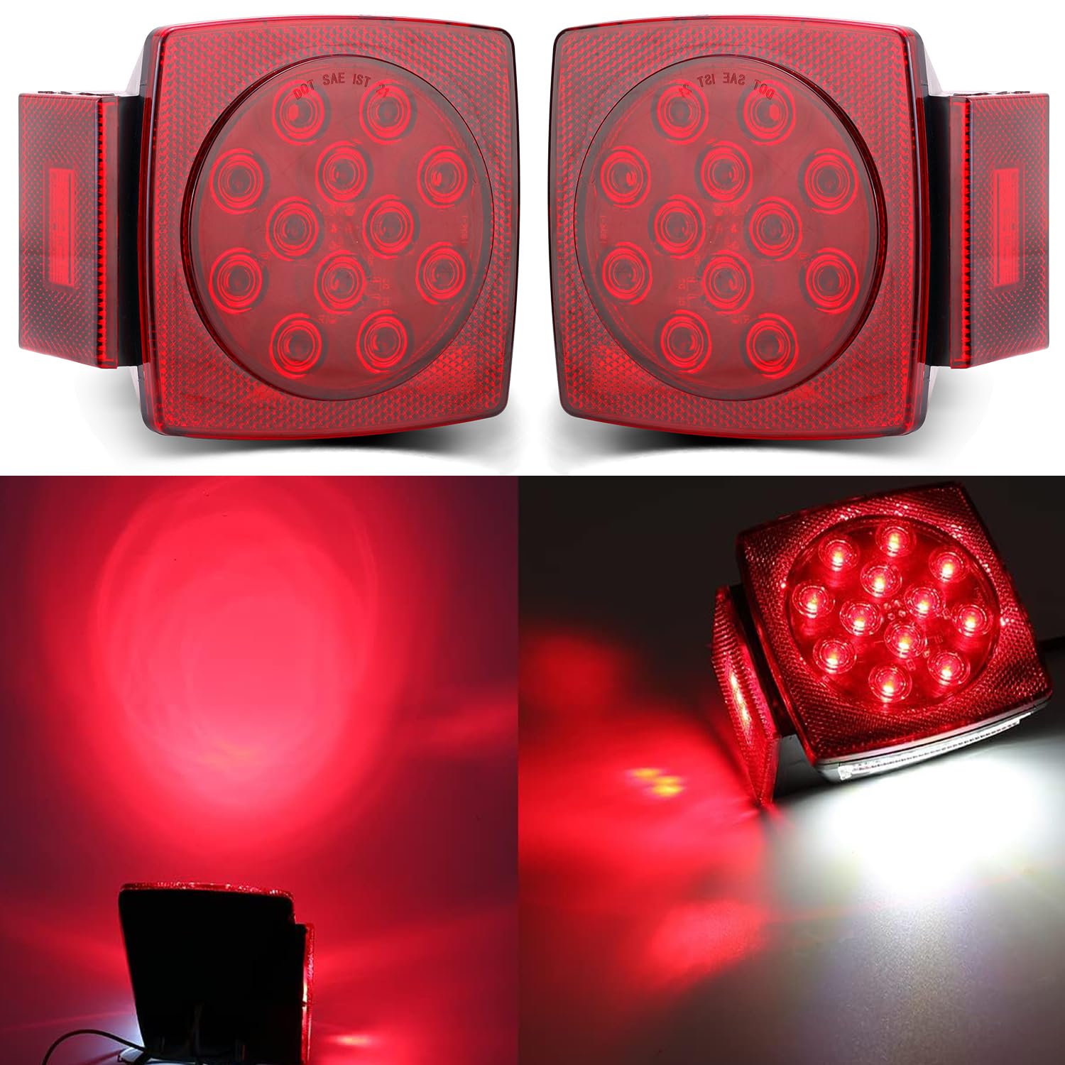Limicar Led Trailer Light Kit, Stop Turn Tail Side Marker With 25Ft Protective Wire Harness, 12V Utility Trailer Lights For Boat