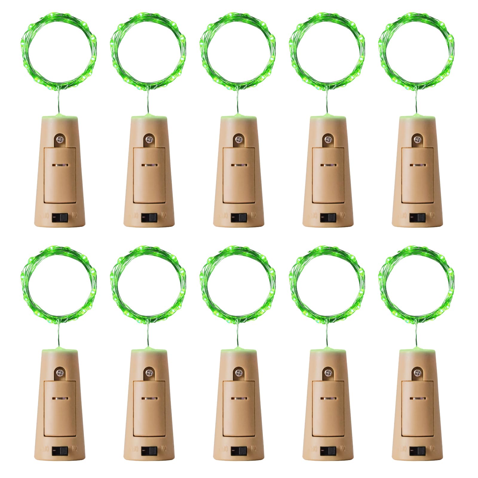 Aluan 20 LED Wine Bottle Lights, Waterproof Mini Cork Lamp, Green, Model BL00, Fairy String Lights for Party Wedding Decoration