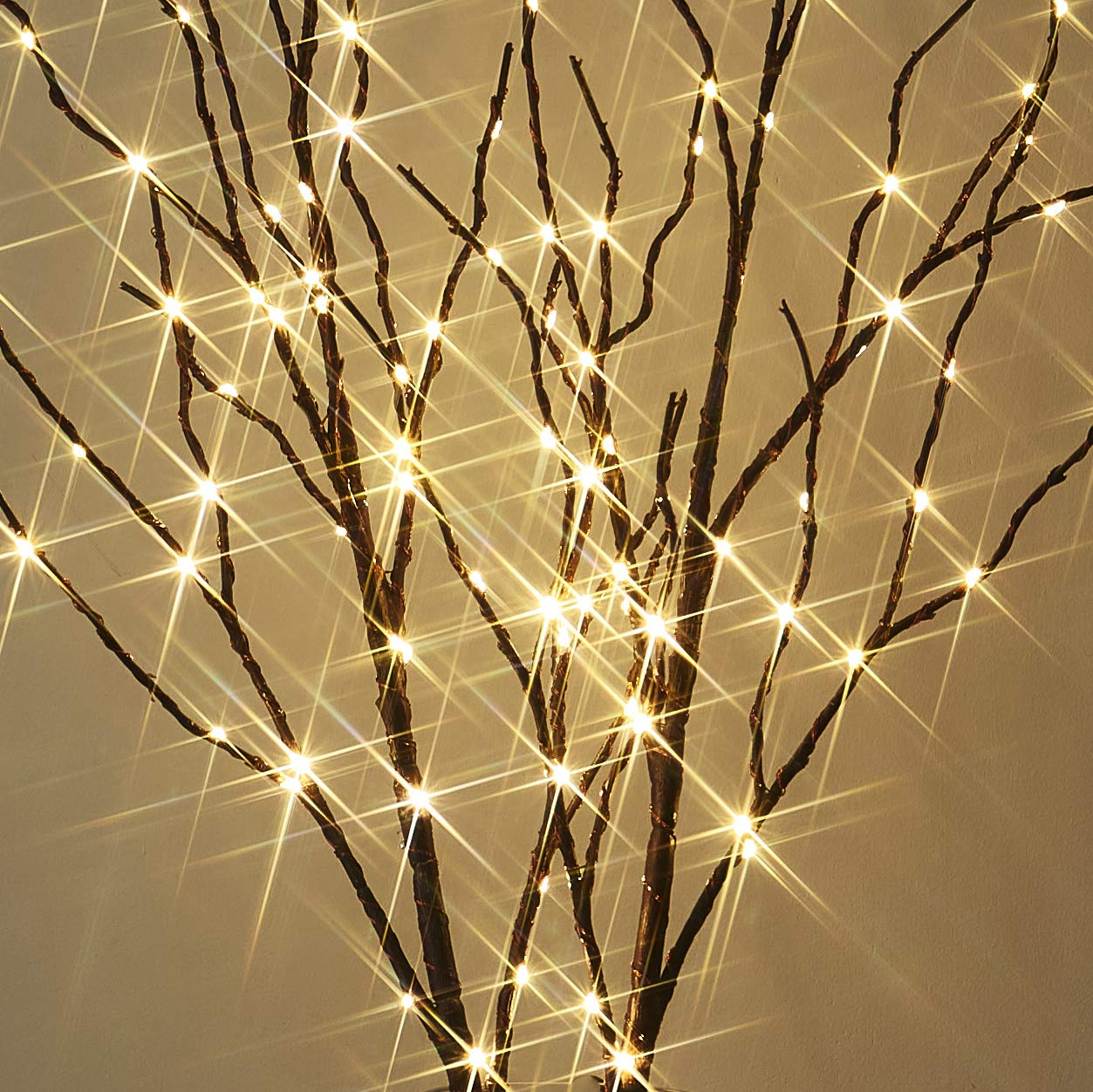 Fudios Battery Operated Branch Lights with Timer, 100 LED, 32IN, Brown, 2 Sets for Indoor Outdoor Decor