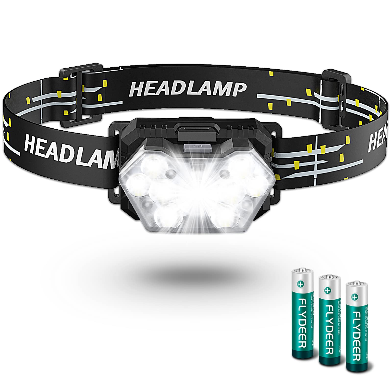 Eirnvop 2000 Lumen 9 Led Headlamp, Ultra Bright Head Lamp With 6 Modes, Lightweight Head With Adjustable Strap, Ipx5 Waterproof 