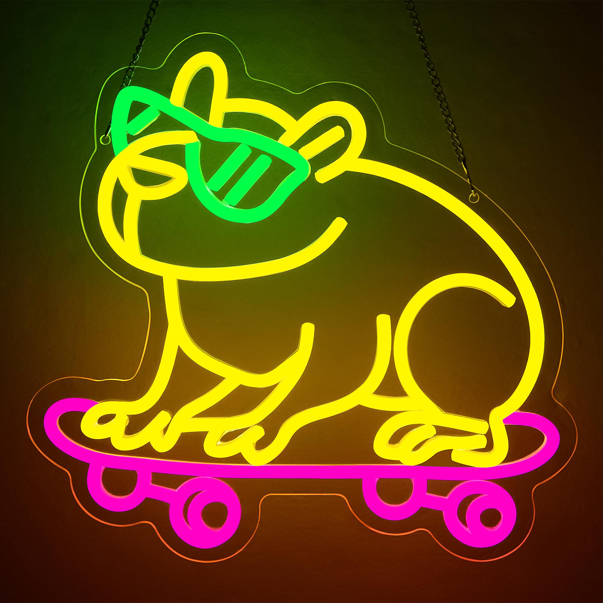 Capybara Neon Sign For Wall Decor Capybara Birthday Party Decorations Animal Neon Sign For Bedroom Cartoon Animal Led Light For Pet Store Party Decor Gifts For Children Size12.9 * 12.4In(Jtd274)