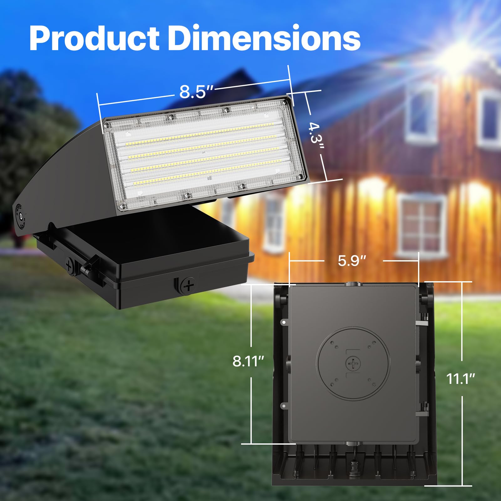 Hyperlite 100W Wall Pack Light - 13000Lm Etl Approved, Full Cut-Off, Bronze Aluminum For Driveway, Warehouse, Patio, Entrance