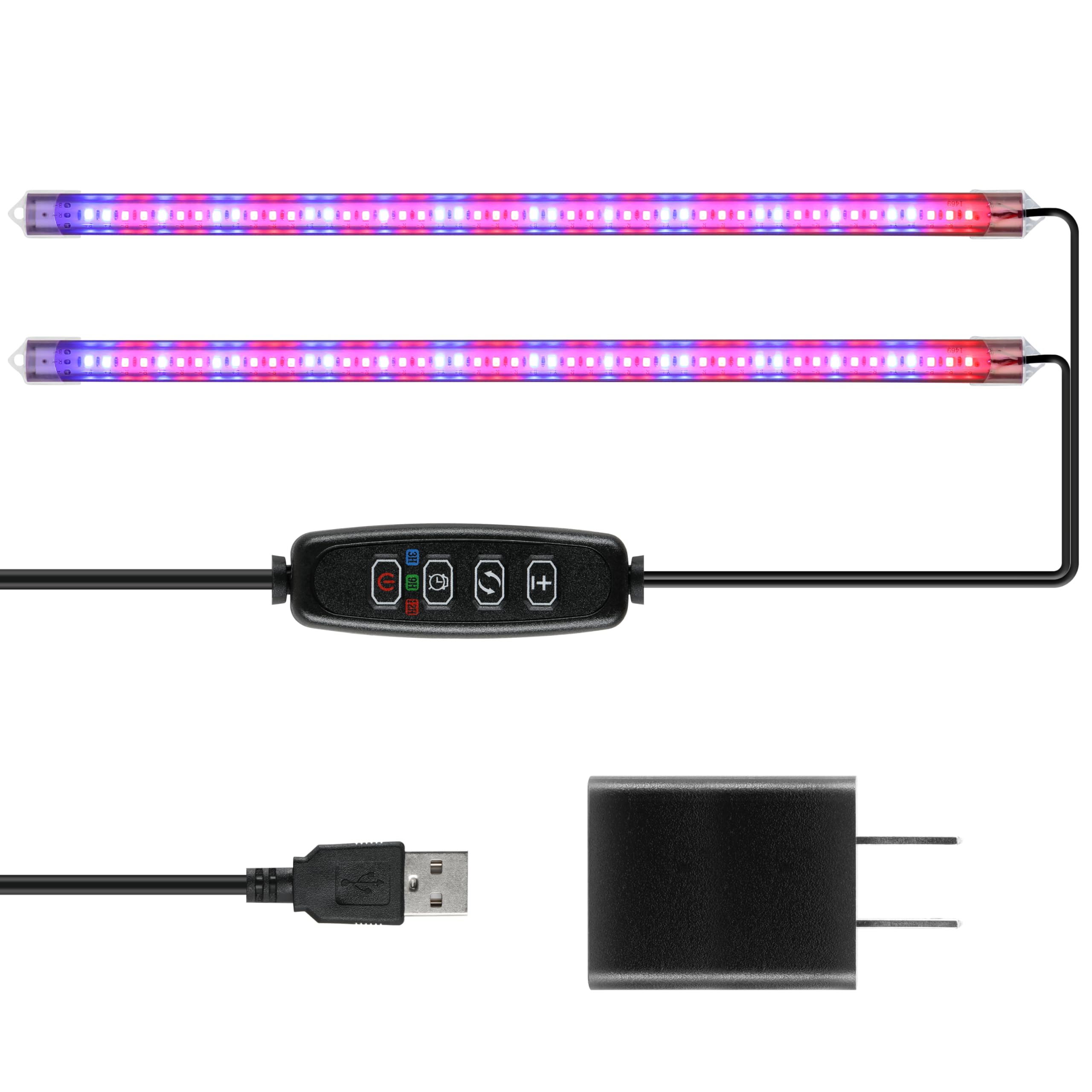 Ipower 20W Led Plant Grow Light Strips Full Spectrum For Indoor Plants With Auto On/Off 3/9/12H Timer  10 Dimmable Levels 48 Leds Per Light Strip  2 Tubes