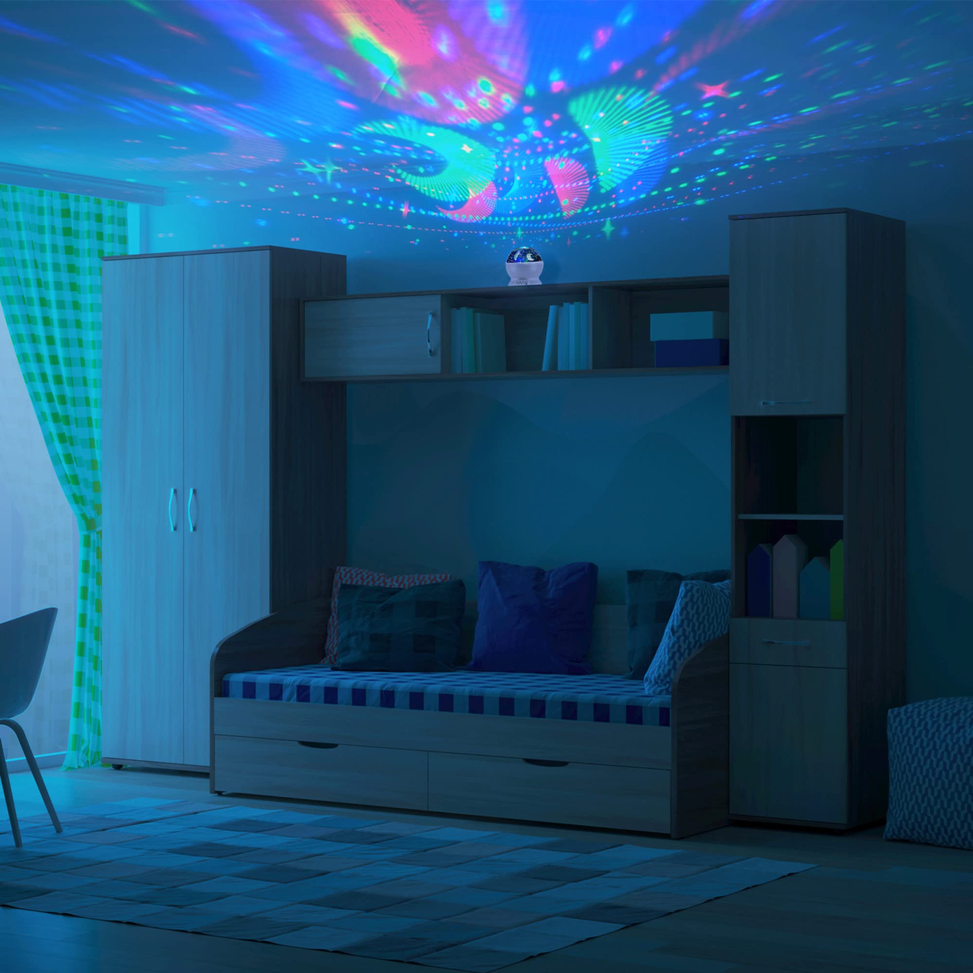 GLOBE Electric 13766 LED Color Changing Space Projector Night Light, Gray, 4 Patterns, USB/Battery Powered, Removable Dome Diffuser