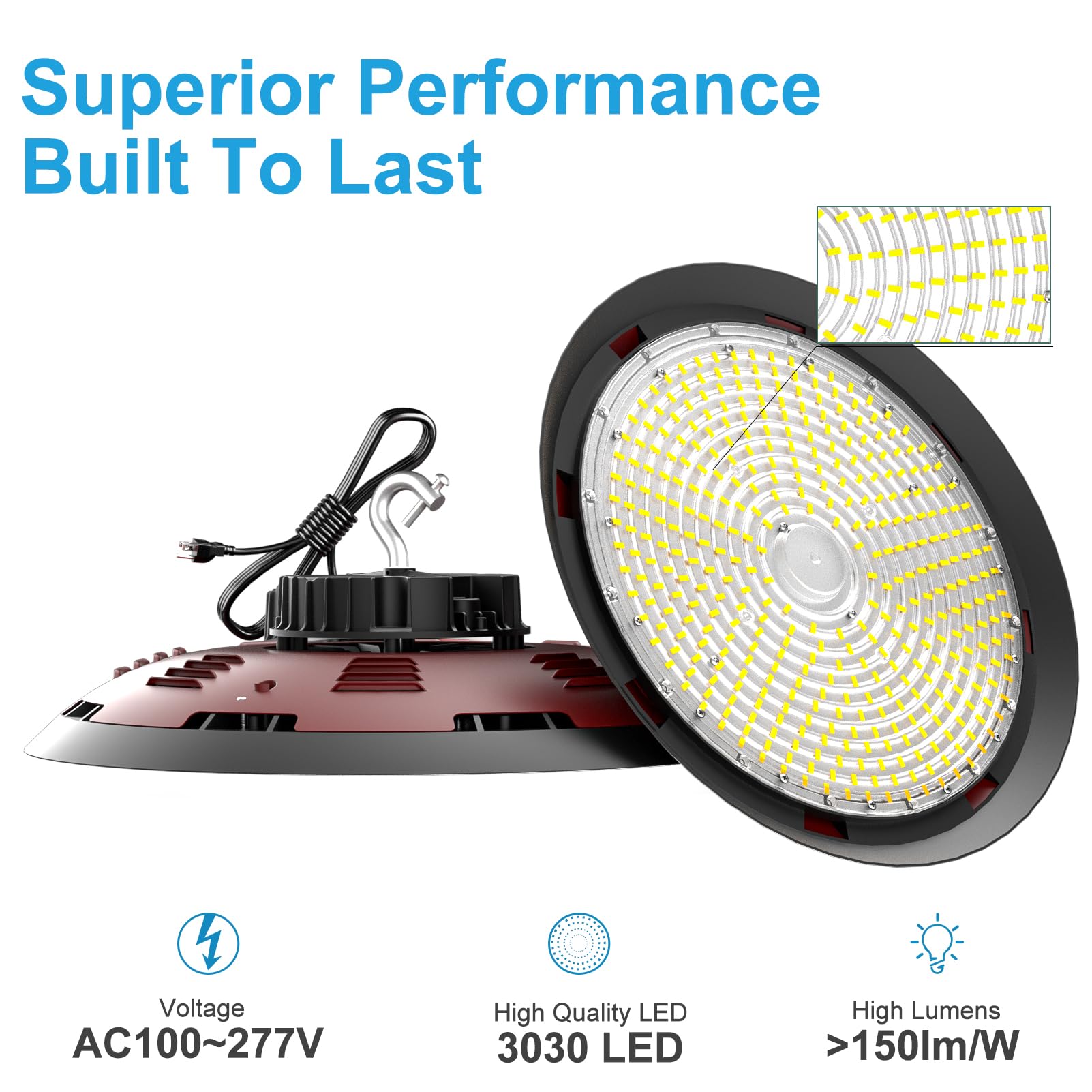 Lightdot 420W High Bay Led Light Fixtures - 63000Lm, 5000K Daylight, Ac100-277V Ufo Led Shop Light For 30-60Ft Height Warehouse