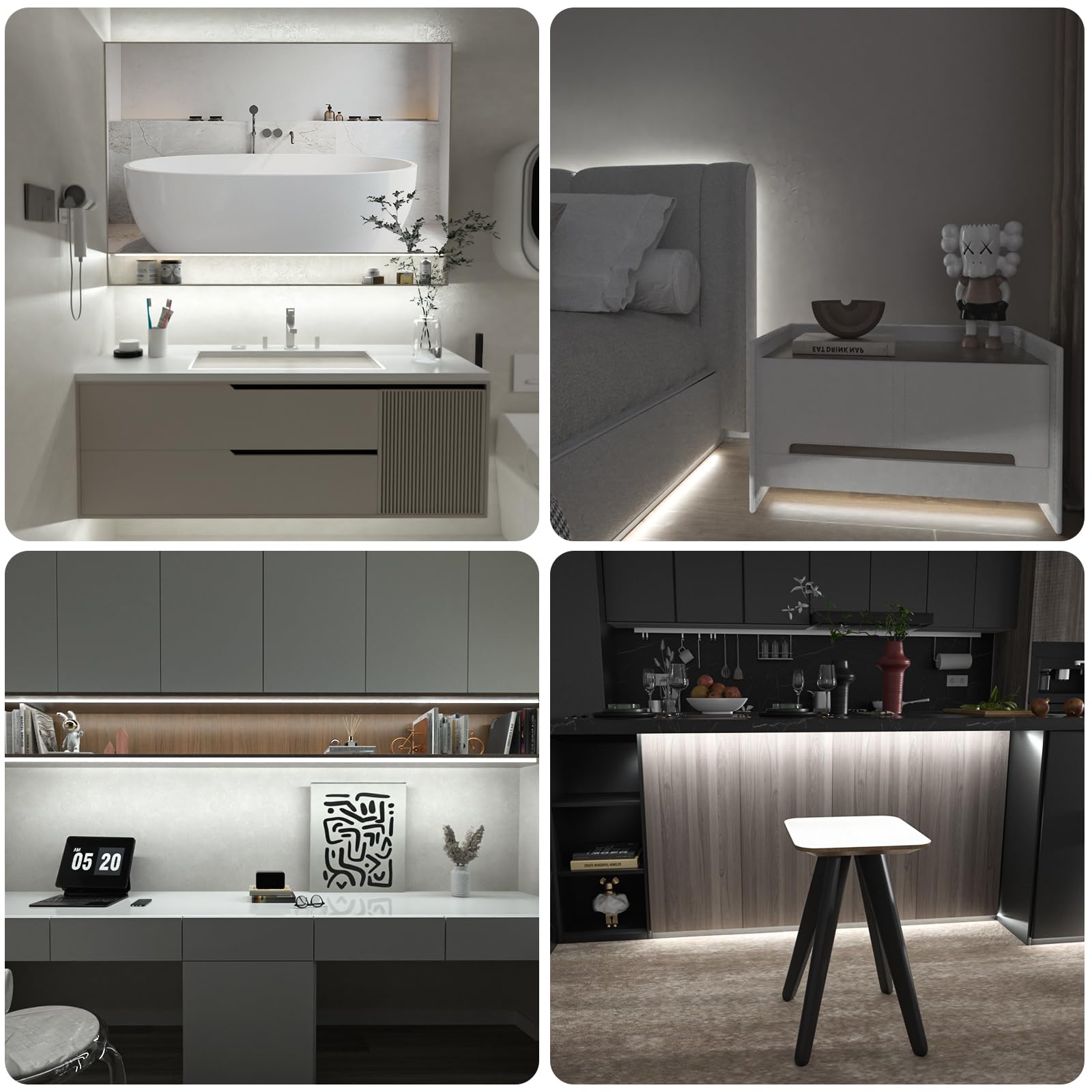 Wobane White Cob Led Strip Light With Remote Control,9.8Ft White Cob Light Strip,Dimmable Cabinet Lights For Kitchen,Ceiling, Room, Closet,Counter,Cri90+,6000K White,1500Lm,Etl Adapter