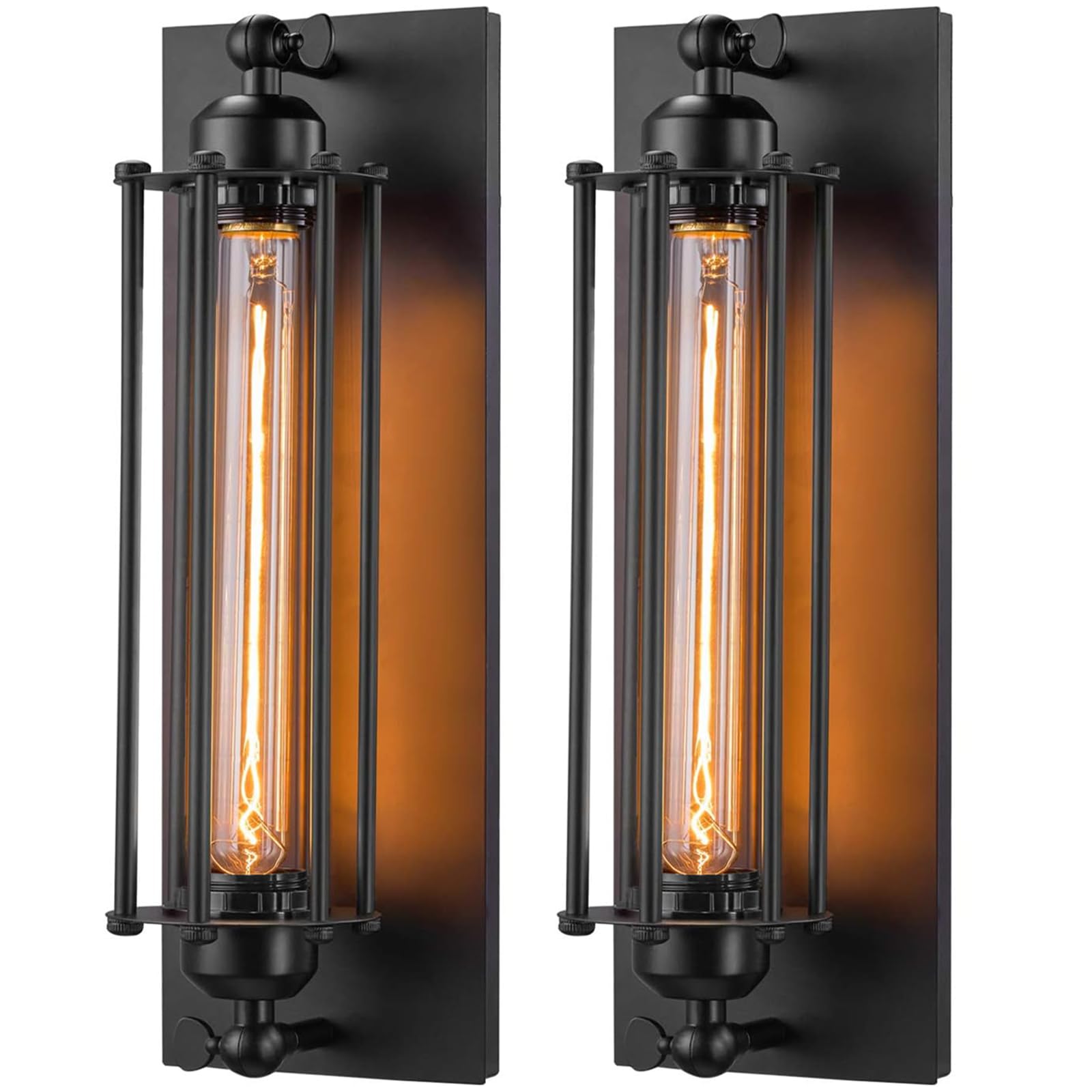 Licperron Industrial Black Wall Sconces, Metal Light Fixtures, E26 & E27, UL Approved, 2 Pack