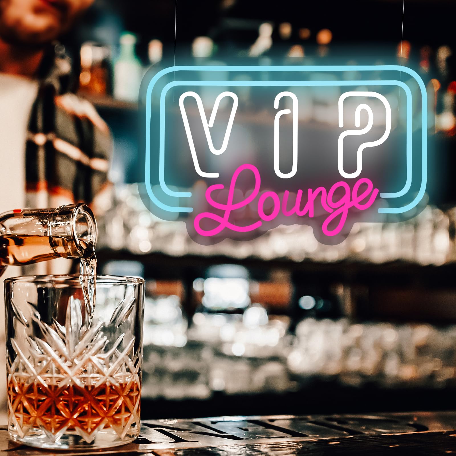 VIP Lounge Neon Sign Light - Karaoke Bar Restaurant Pub Cafe Salons Game Room Man Cave, Cool Wall Decor for Home Bedroom, Gift I