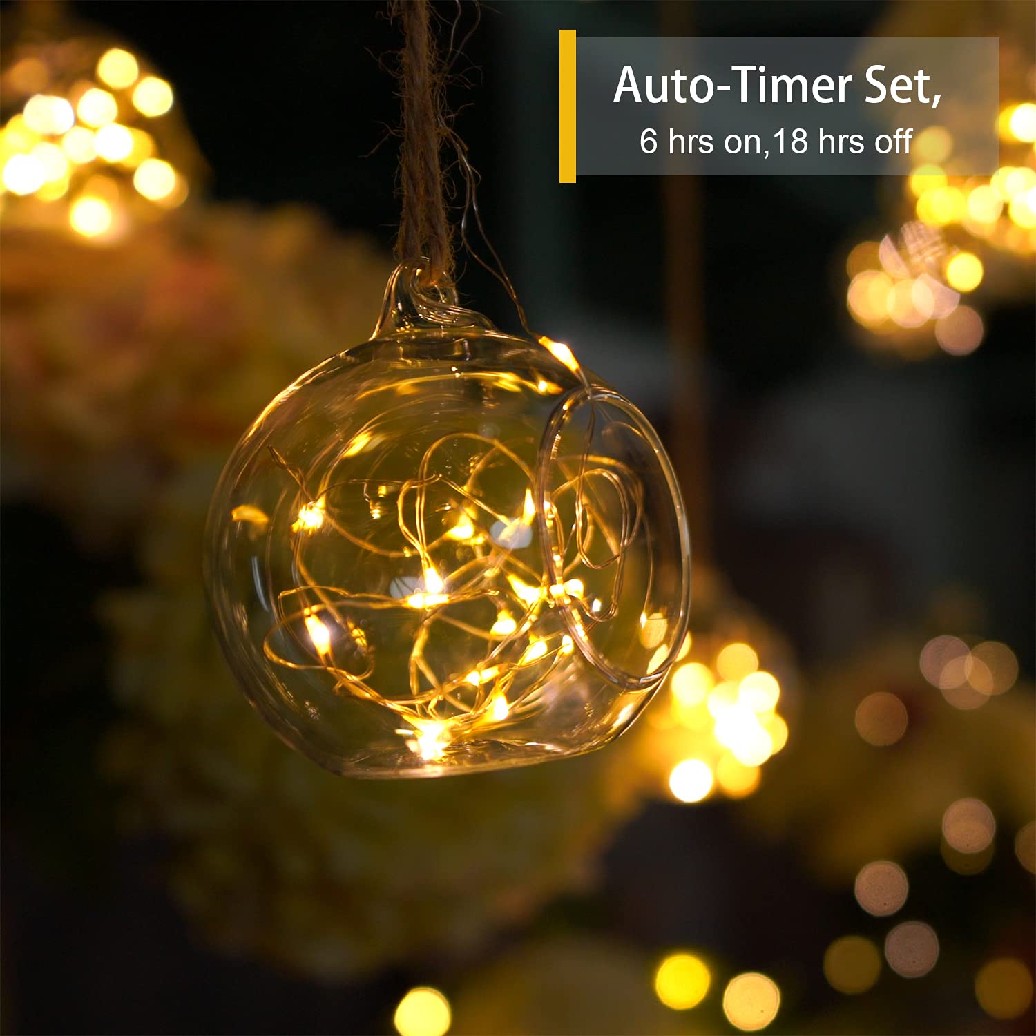 Homemory Fairy Lights 33 Ft 100 LED Battery Operated Waterproof Warm White HXD10MNBT2 for Christmas Wedding Outdoor Decor