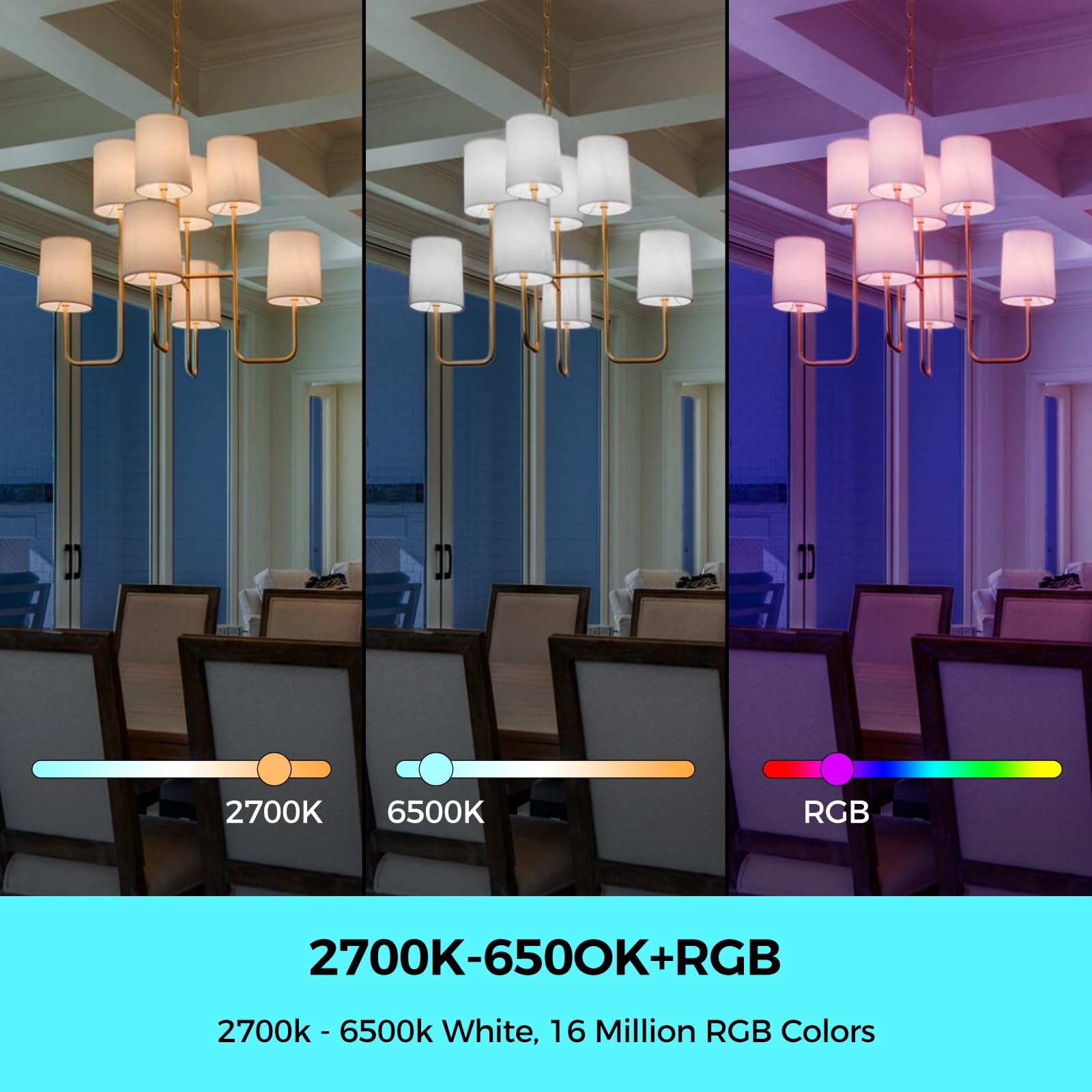 E12 Smart Light Bulbs Compatible With Alexa/Google Assistant/Smart Life, Wifi Chandelier Candle Candelabra Rgbcw Color Changing