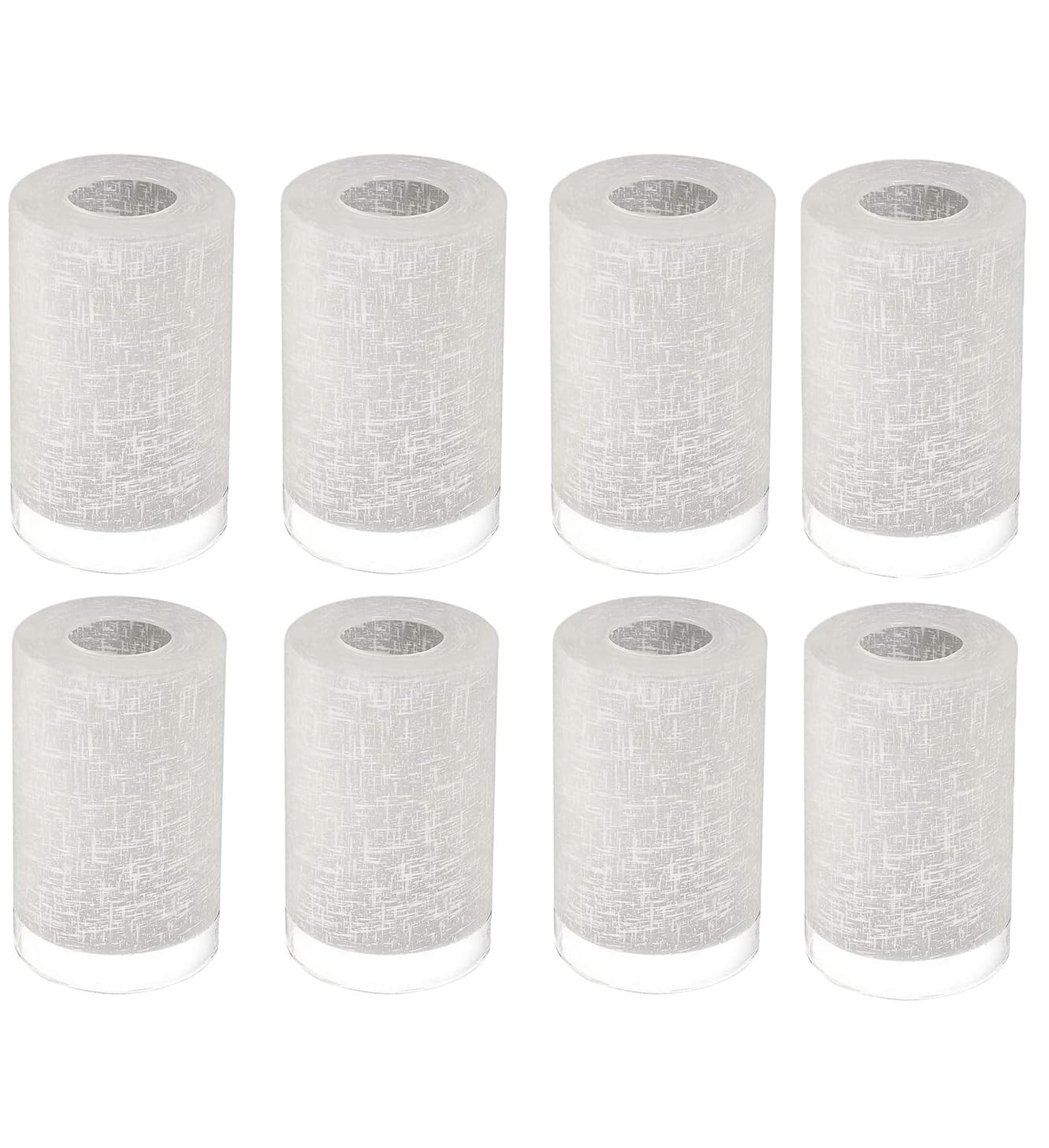 8 Pack White Linen Frosted Glass Lamp Shade, Glass Shade Covers Replacements For Light Fixtures, Cylinder Globe Glass Shades Covers