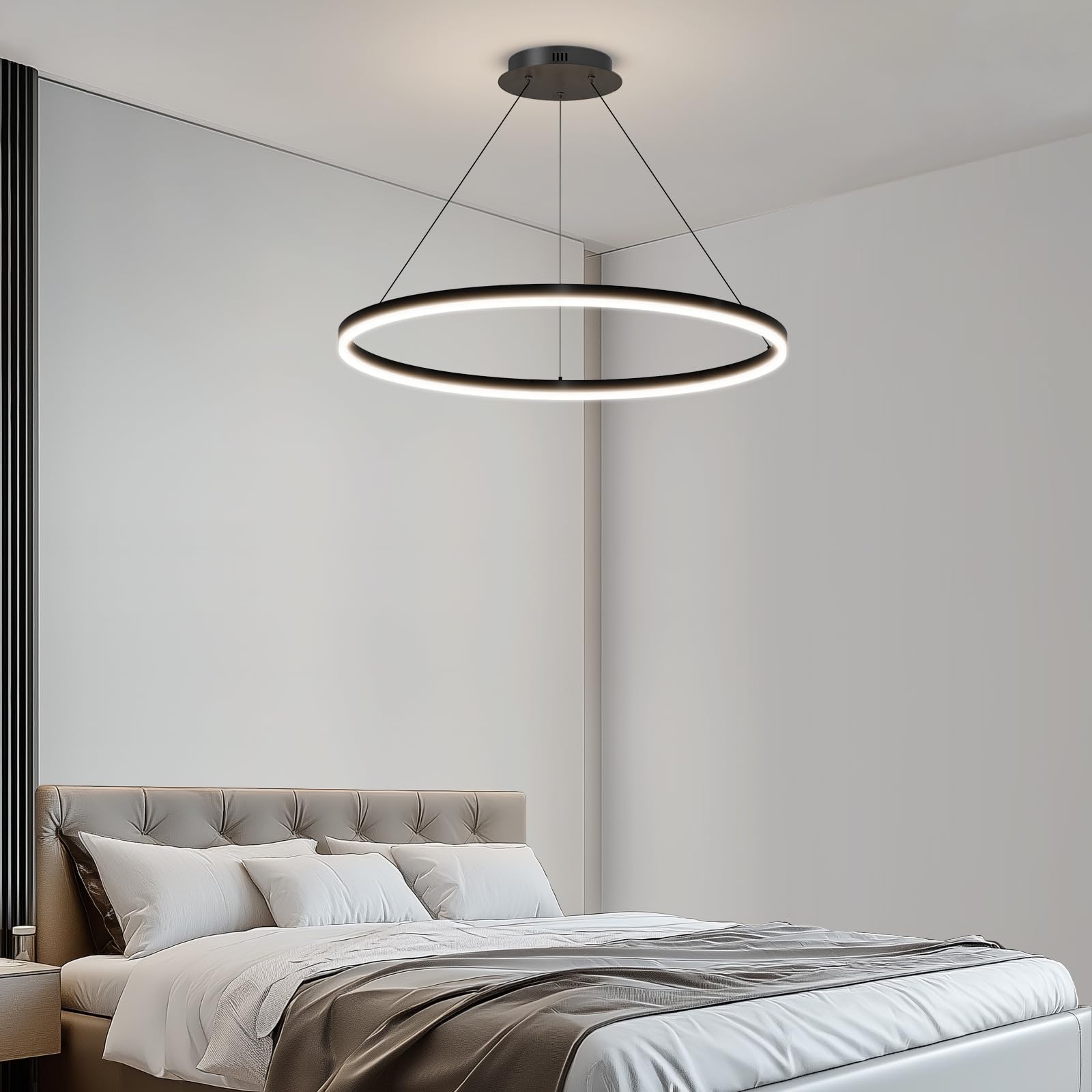 Mikeru Modern Led Chandelier Light  Ceiling Pendant Light Fixtures With Remote Control 3000K-6500K Adjustable Color Temperature Light For Living Room  Bedroom  Kitchen (23.6In