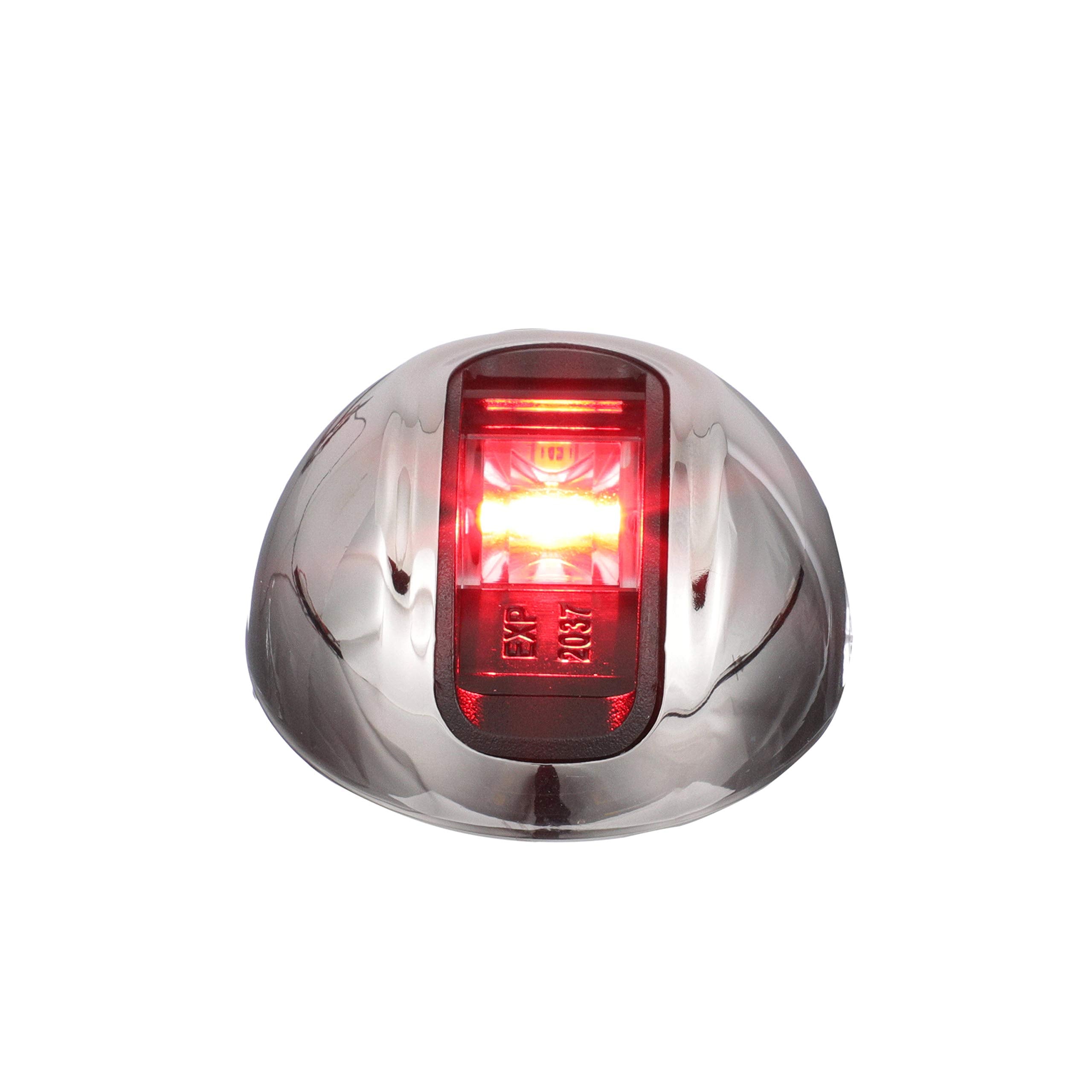 Attwood Nv3012Ssr-7 Lightarmor 2-Mile Vertical Surface Mount Navigation Light, Red Led Lighting, Round Stainless Housing