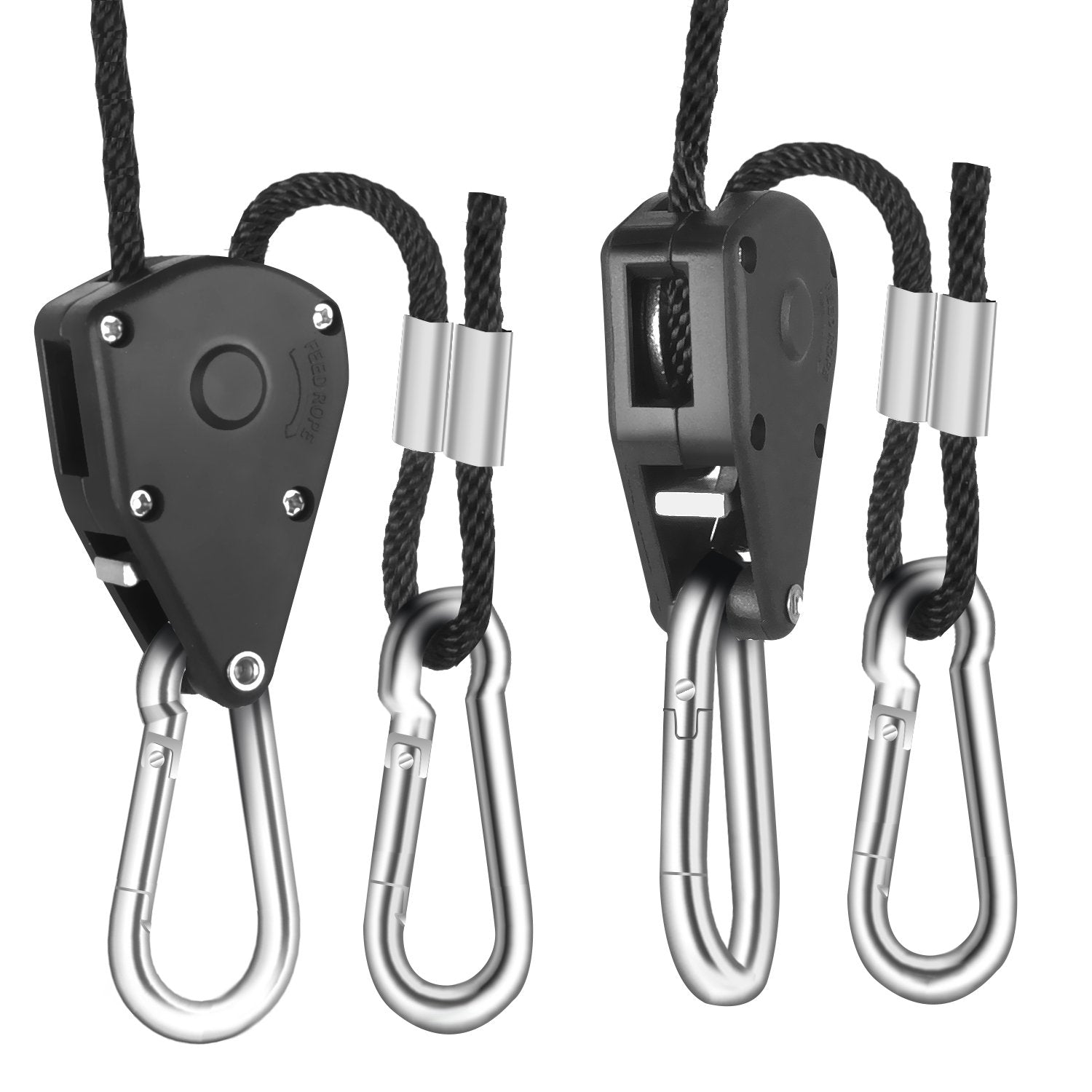iPower GLROPEX6 Adjustable Rope Clip Hanger, 6-Pair, 8-Feet Long, 150lbs Capacity, Black, Metal