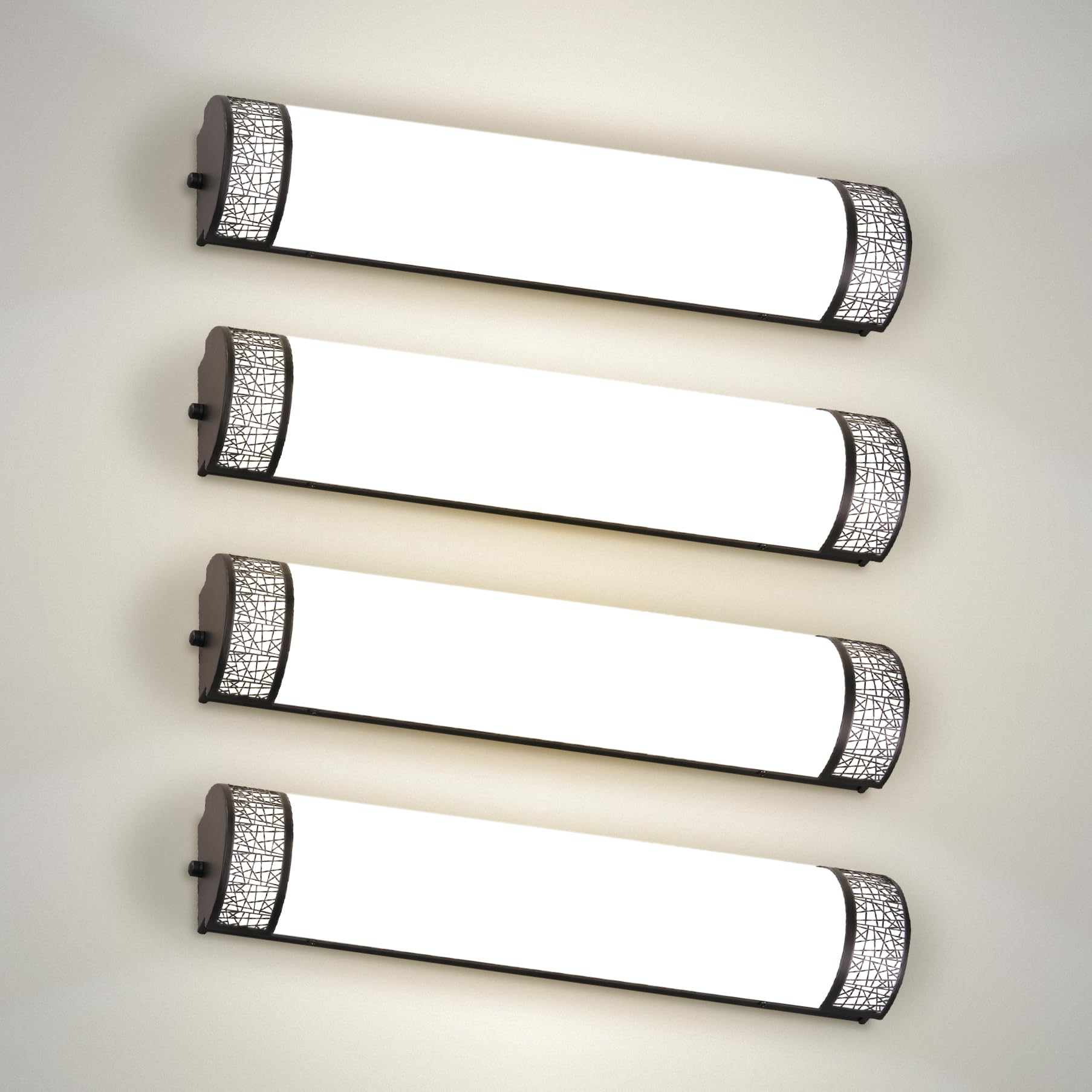 ASD 24 Inch LED Bathroom Vanity Light - Dimmable 25W 2700K-5000K - Matte Black - 4 Pack - Steel & Acrylic