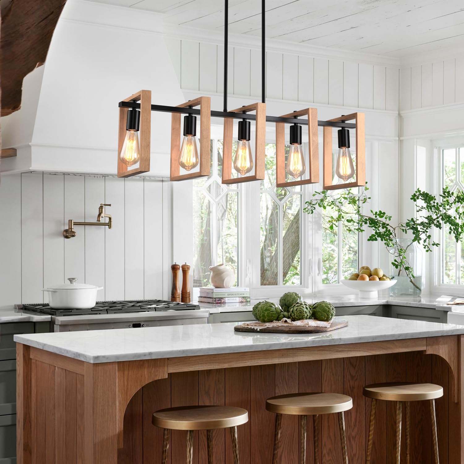 Kitchen Island Lighting Hanging For Farmhouse Linear Chandeliers Modern Chandelier Over Table  Matte Black Rustic Wood Ceiling Pendant Light Dining Room Hanging Light Rustic Wood