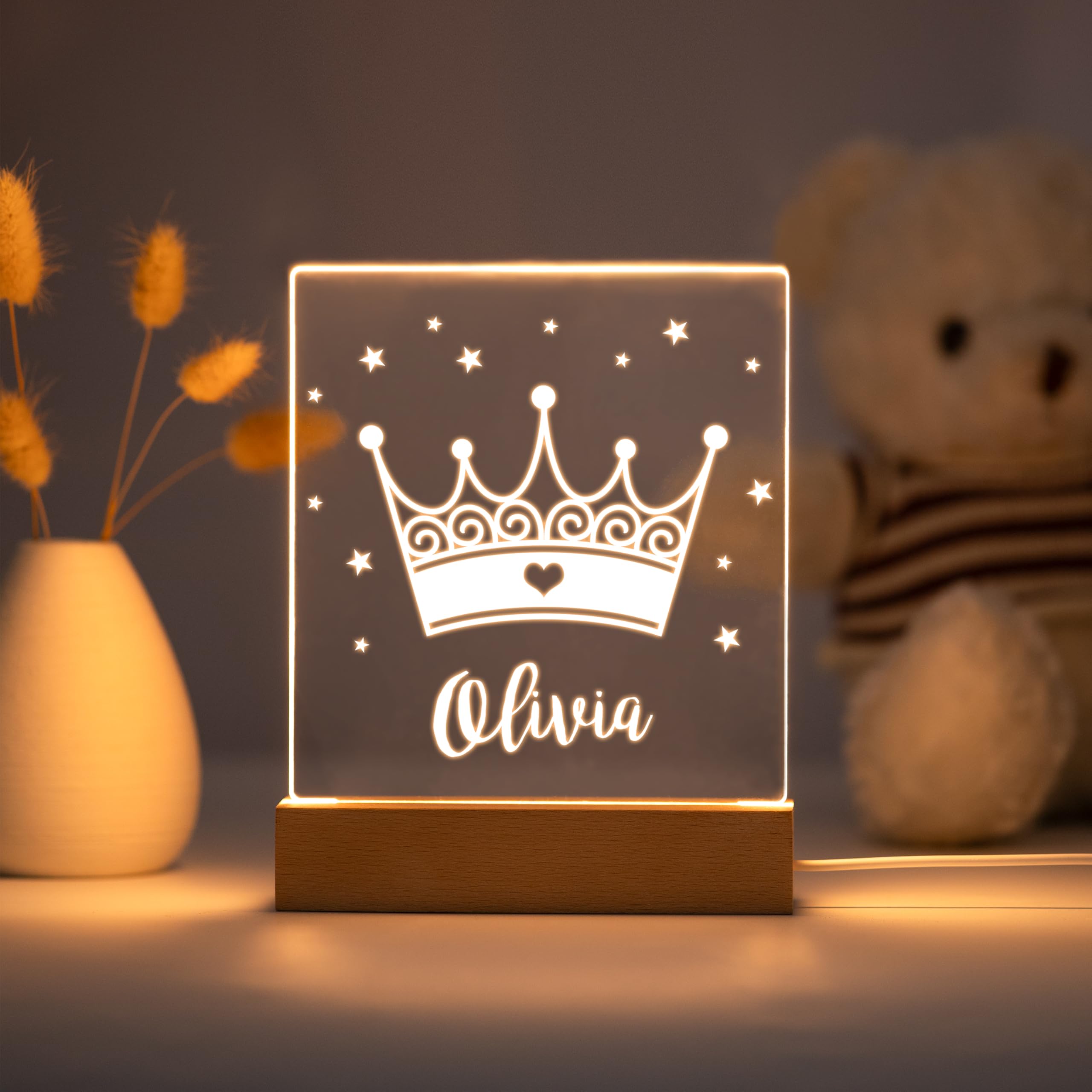 Personalized Night Light For Kids Girls Boys Customized Gifts For Baby Bedroom Decor Princess Crown