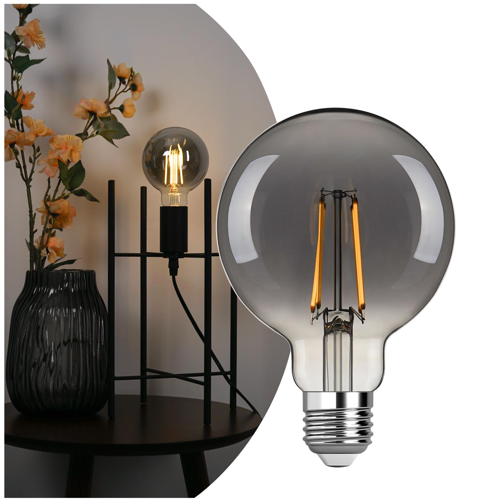 Brighfivey Smoke Led Globe Light Bulbs, 60 Watt Light Bulbs Soft White, 6W Led Light Bulbs, 2700K Warm White, 500 Lumen E26 Stan