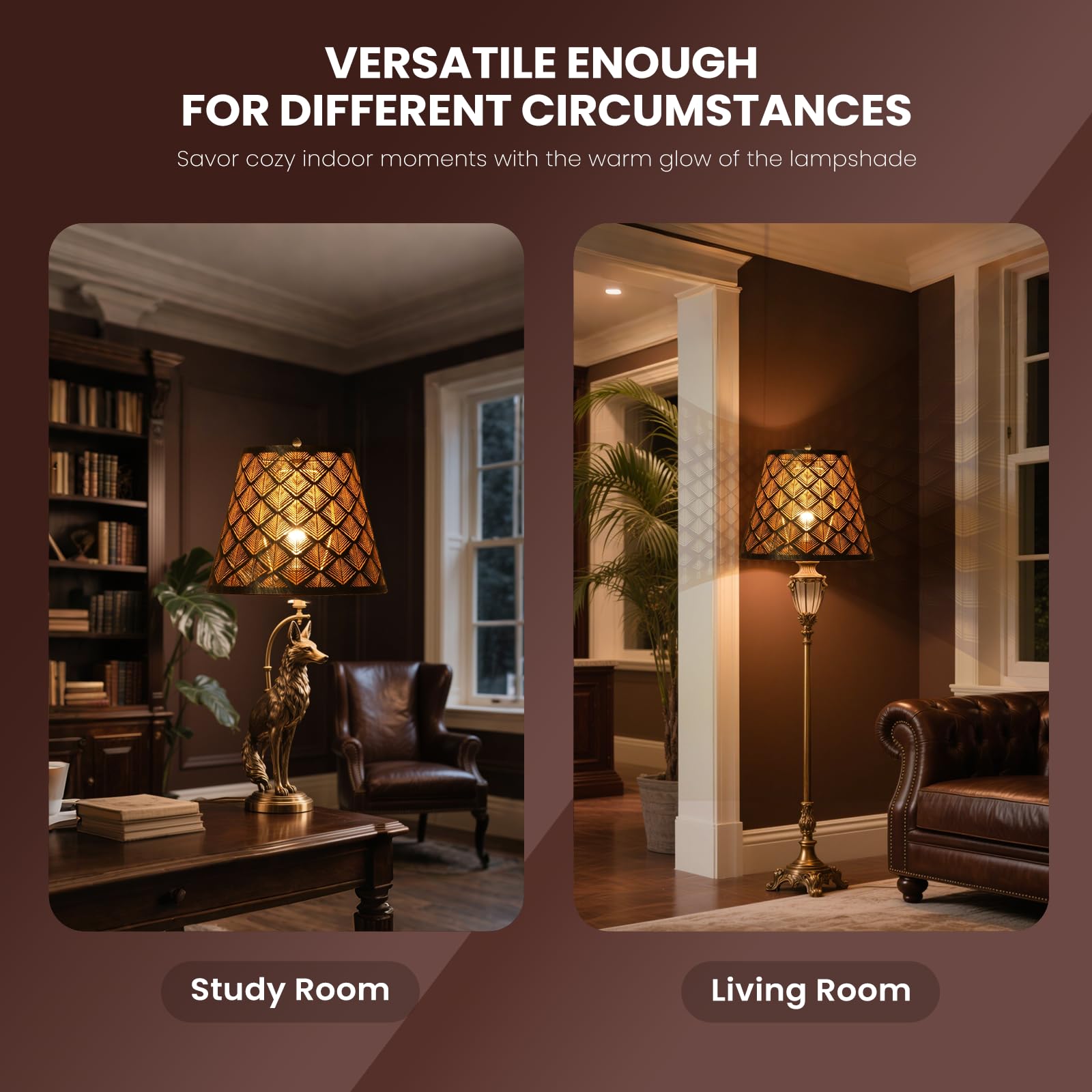 ALUCSET Small Lamp Shade, ALUCSET Barrel Paper Lampshade for Table Lamp and Floor Light, 6x10x7.5 Inch,Natural Linen Hand Crafte