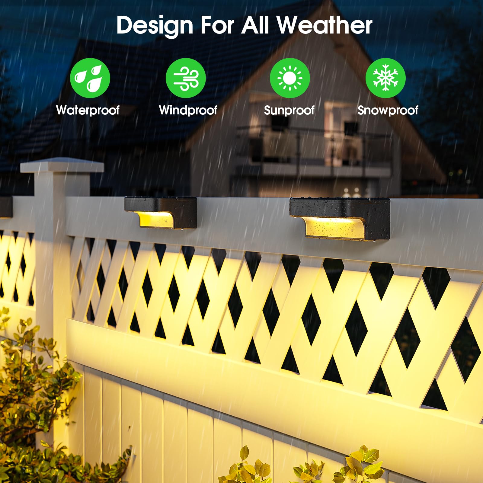Asomst Solar Deck Lights Outdoor 16 Packs, Led Waterproof Warm White Step Light For Garden Pathway